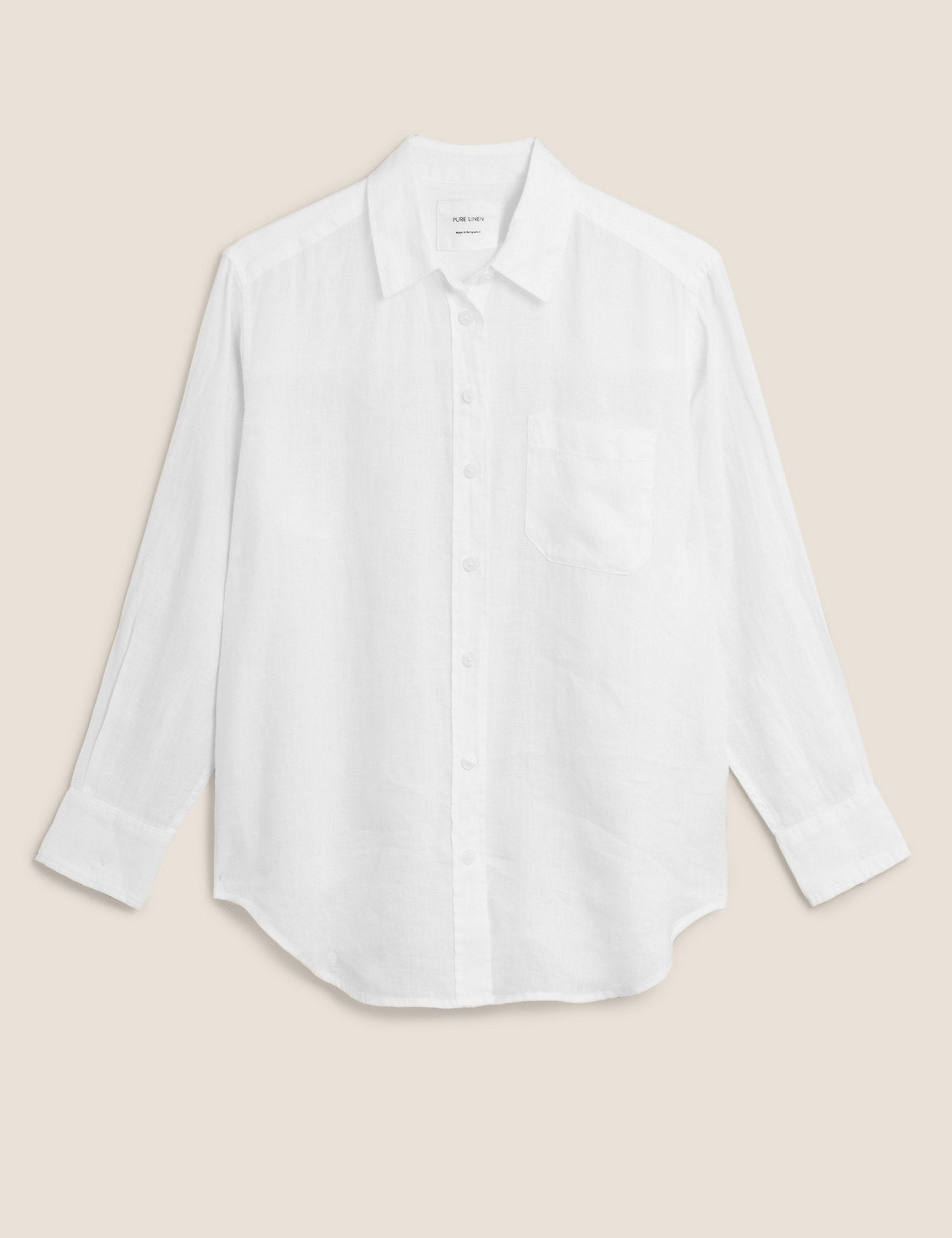 Pure Linen Oversized Long Sleeve Shirt