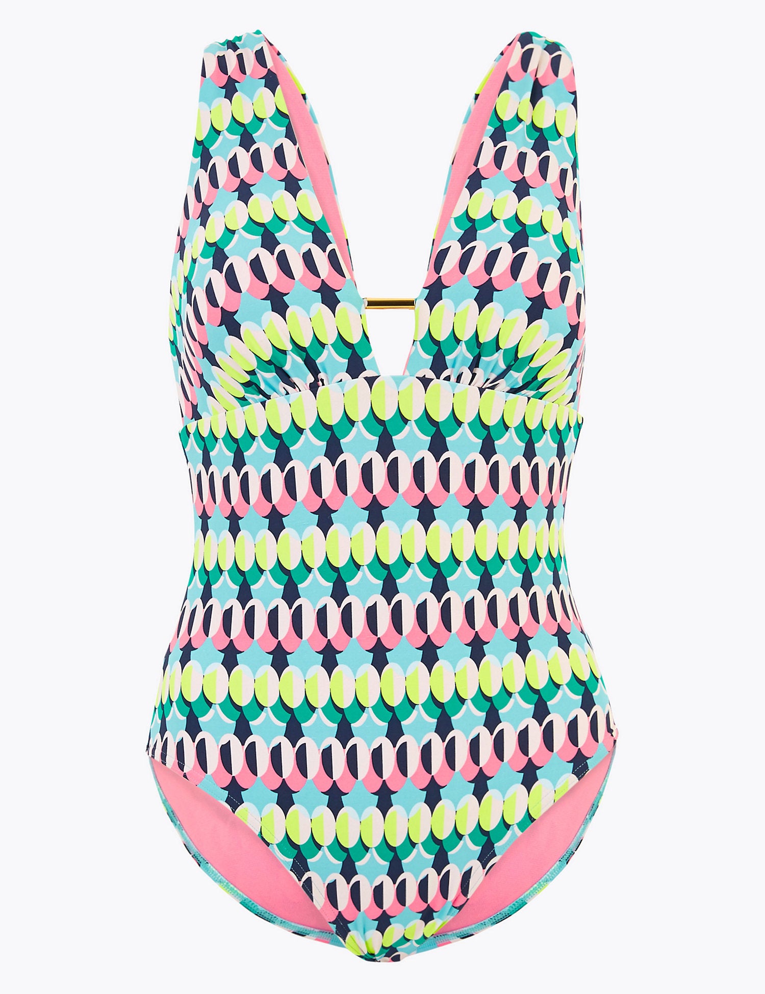 Tummy Control Printed Plunge Swimsuit