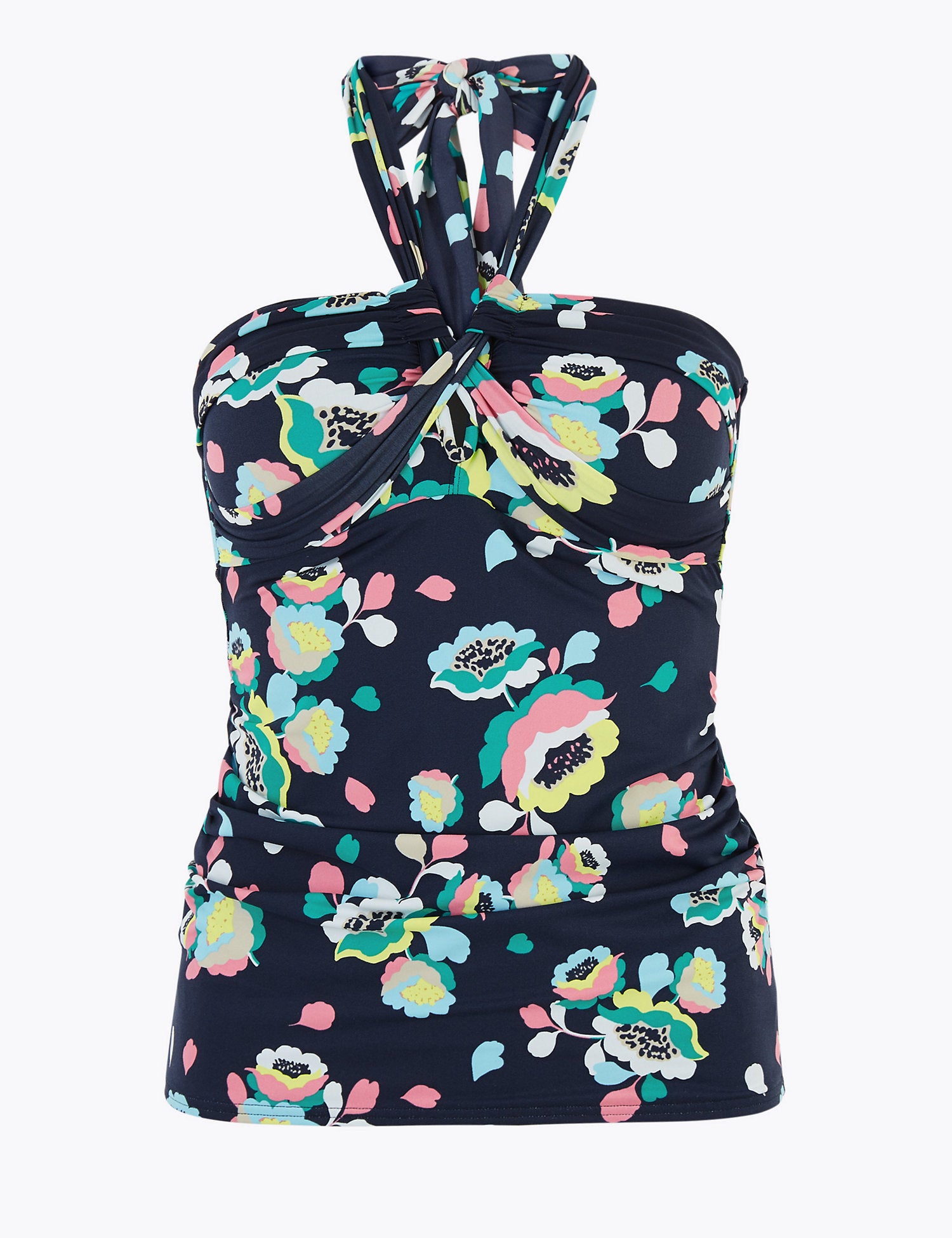 Tummy Control Floral Halterneck Tankini Top