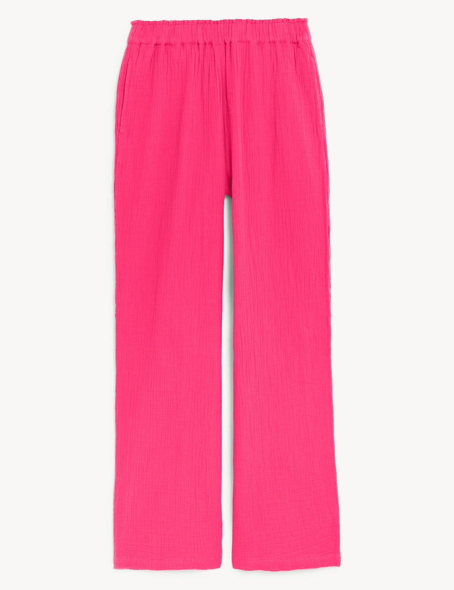Pure Cotton Wide Leg Trousers