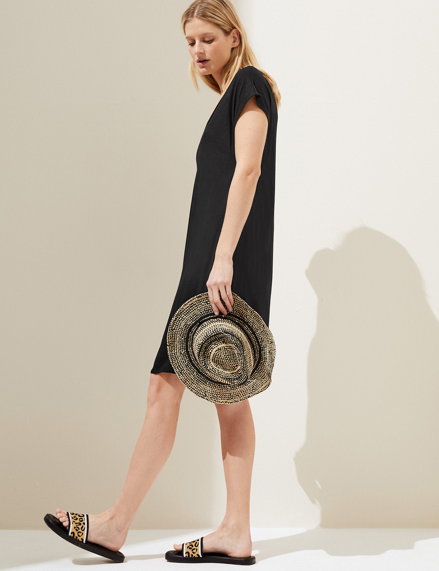 Jersey V-Neck Mini T-Shirt Dress