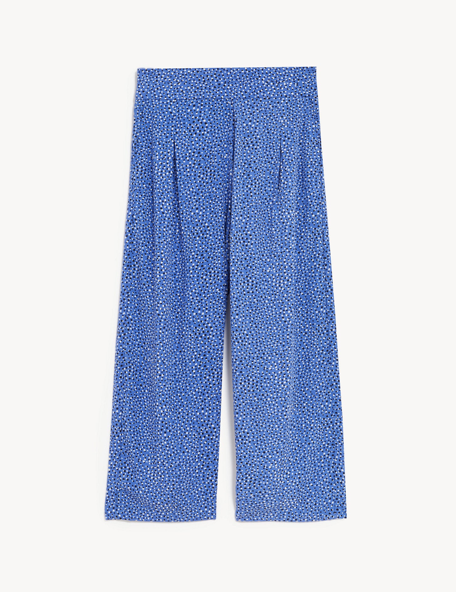 Printed Wide Leg Cropped Trousers