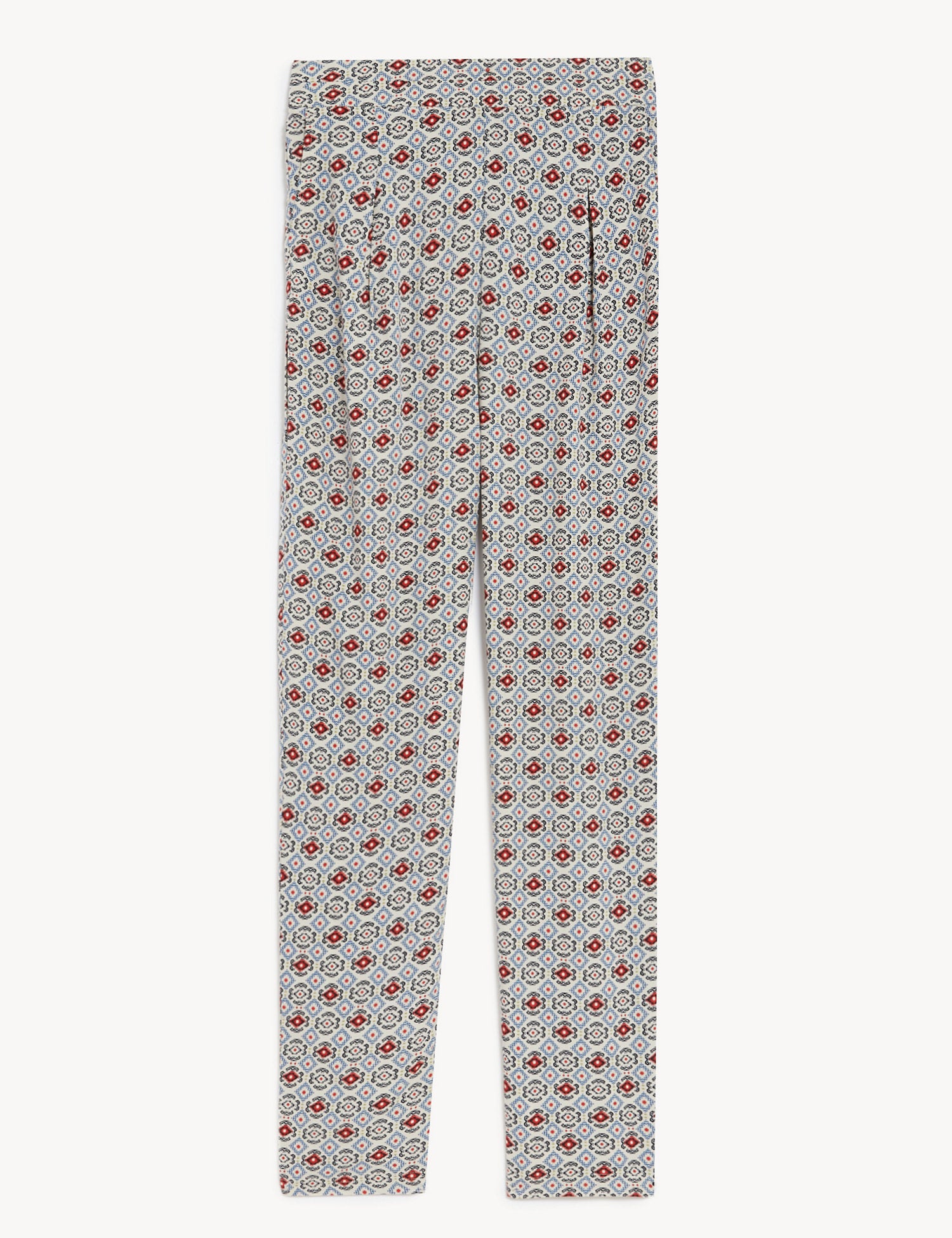 Printed Pleat Front Tapered Trousers