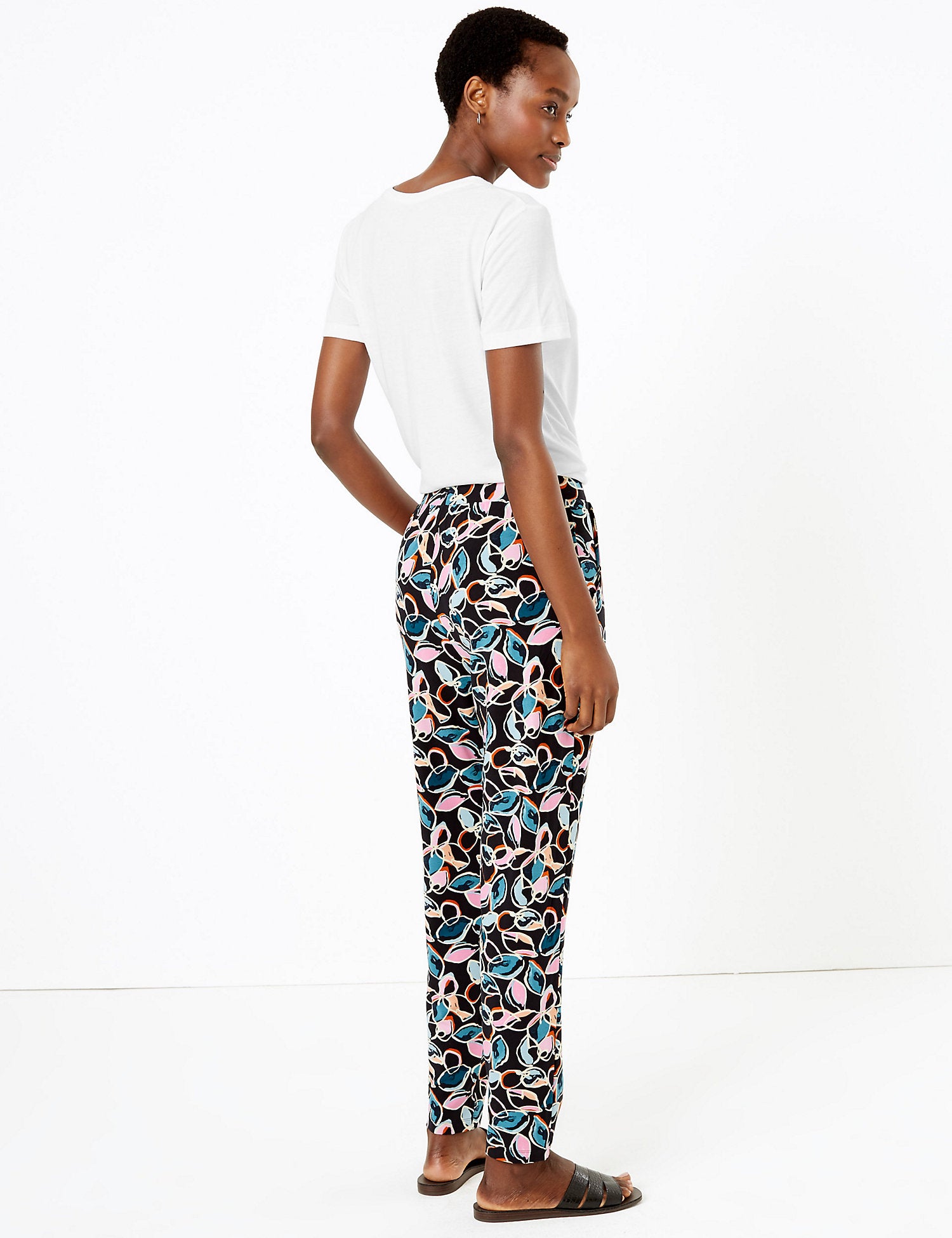 Printed Jersey Tapered Ankle Grazer Trousers