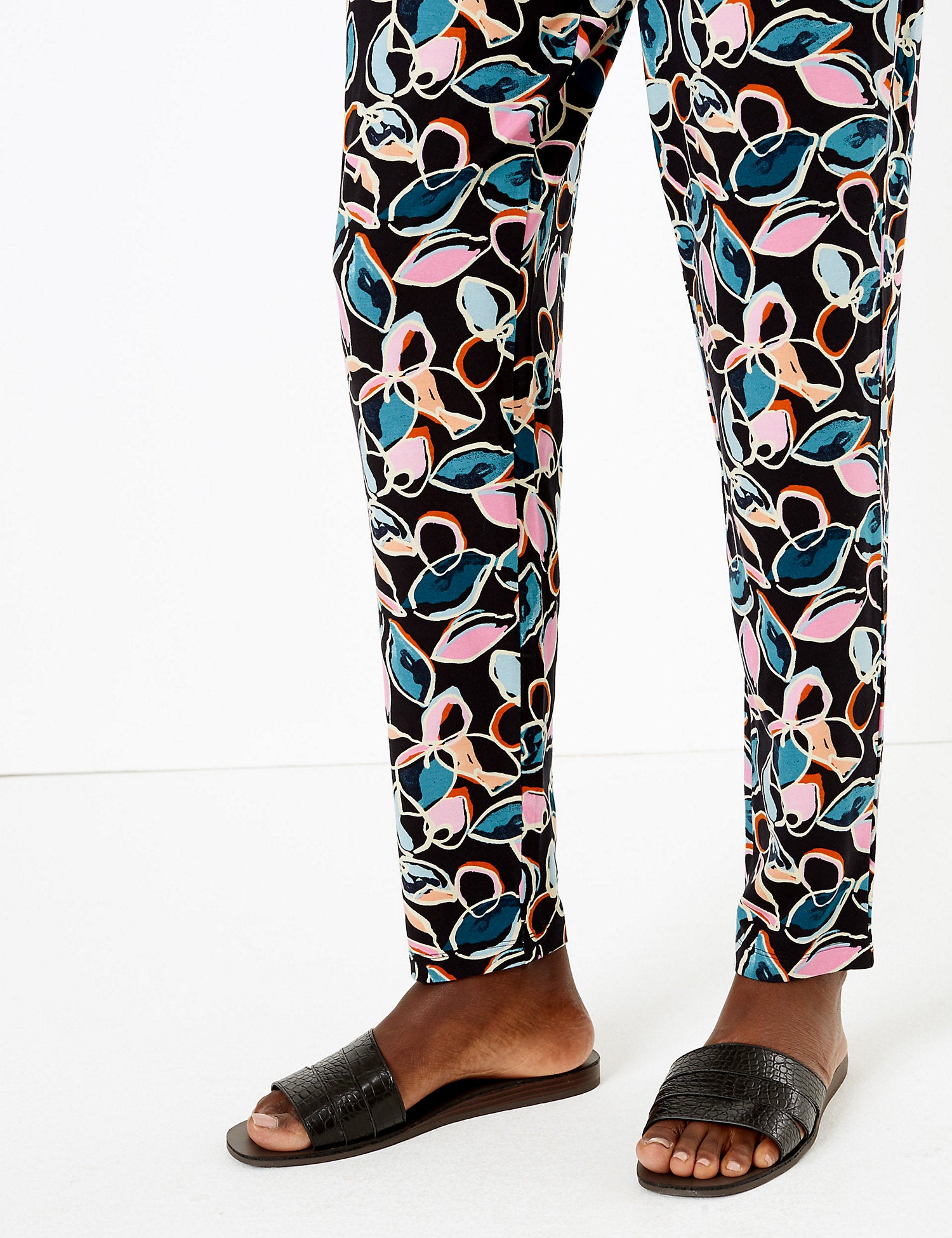 Printed Jersey Tapered Ankle Grazer Trousers