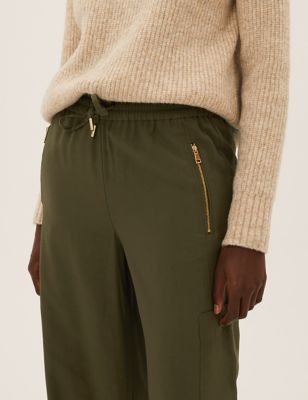 Utility Zip Detail Wide Leg Joggers