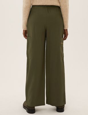 Utility Zip Detail Wide Leg Joggers
