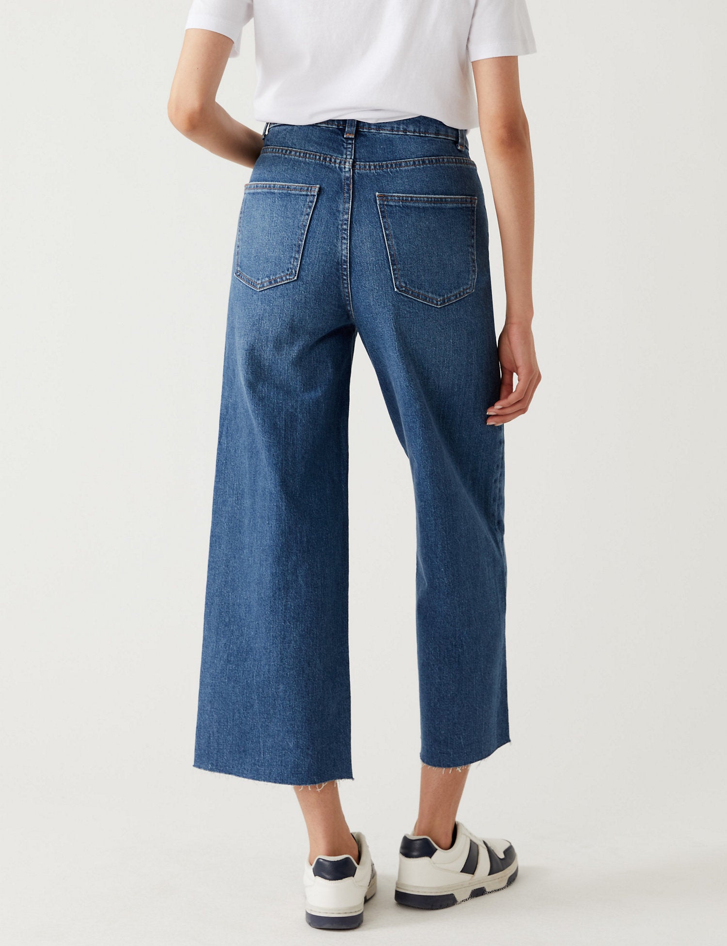 High Waisted Wide Leg Ankle Grazer Jeans