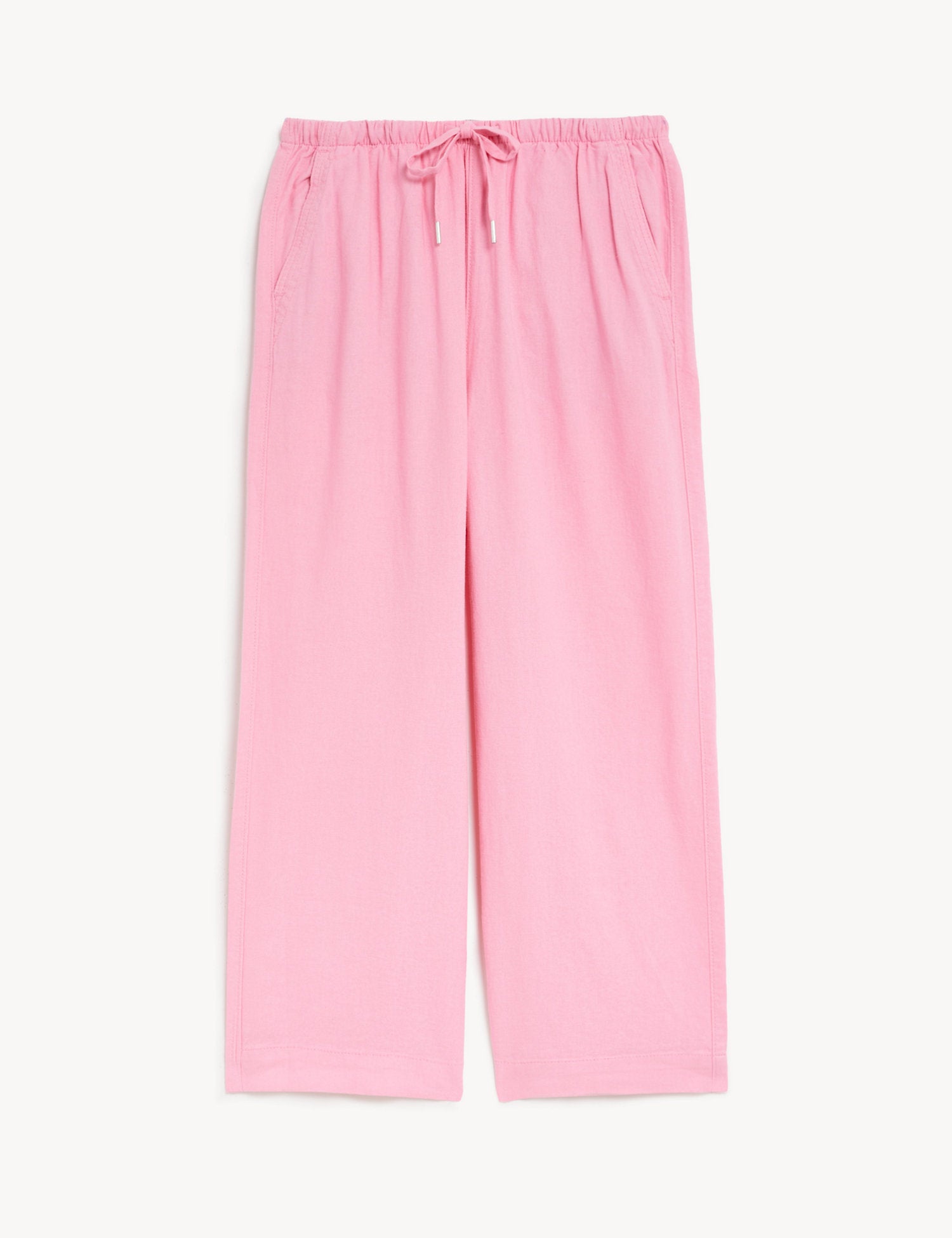 Linen Rich Wide Cropped Leg Trousers
