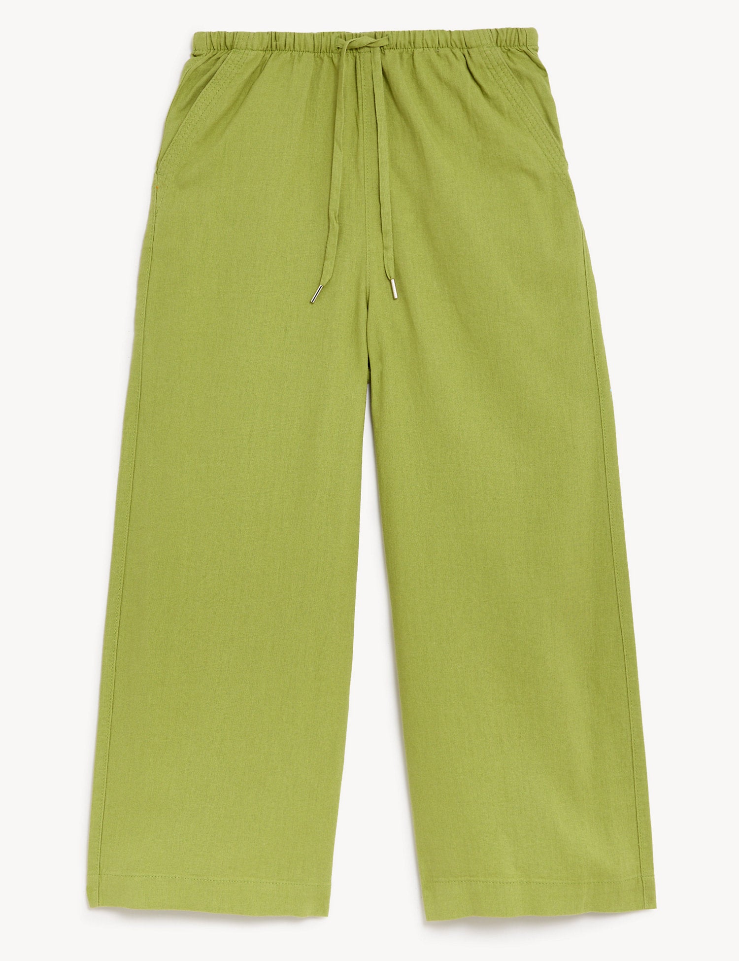 Linen Rich Wide Cropped Leg Trousers