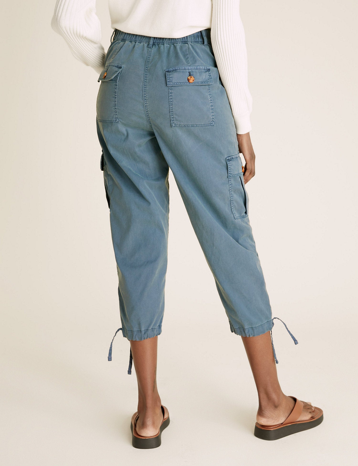 Tencel Cargo Tapered Cropped Trousers