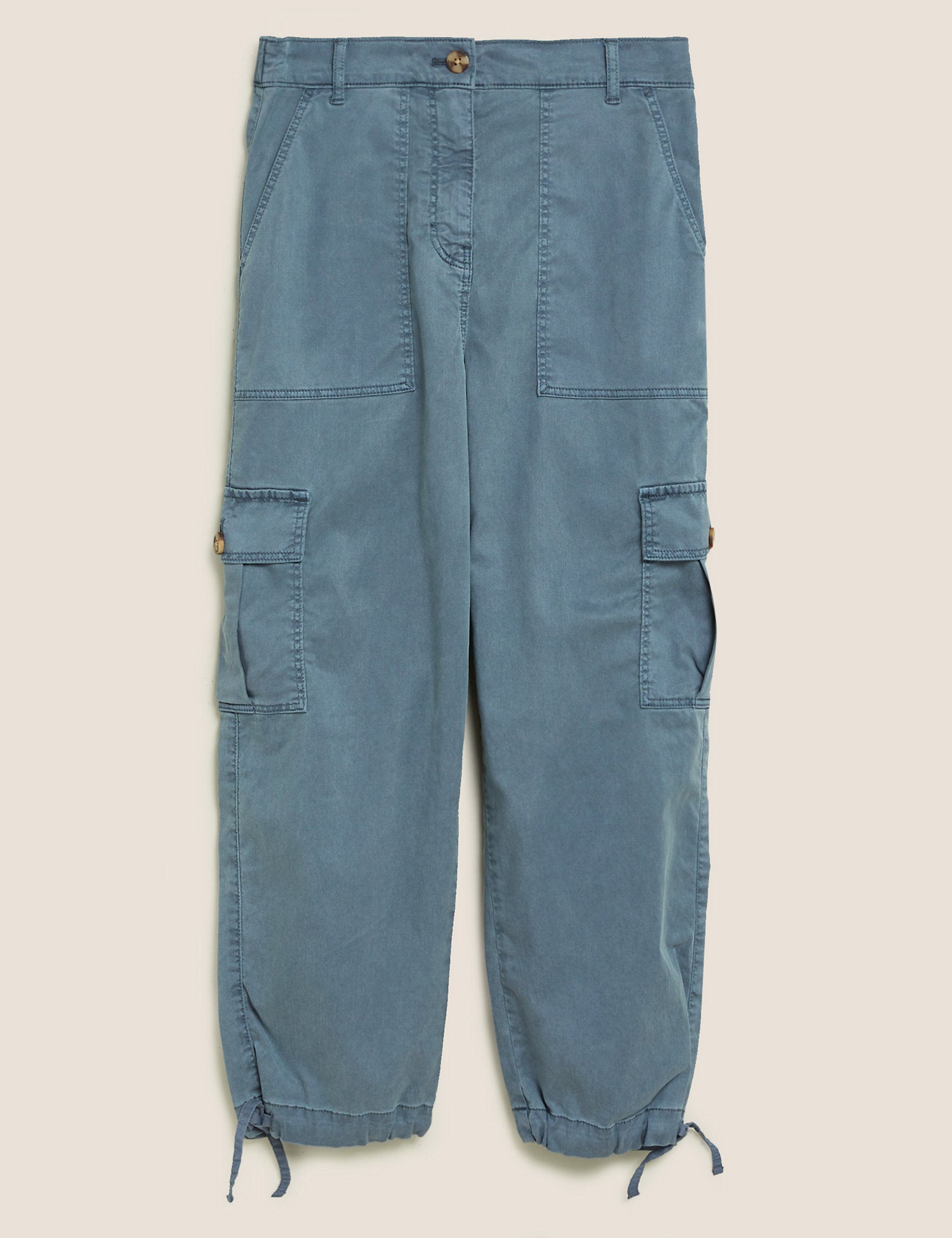 Tencel Cargo Tapered Cropped Trousers