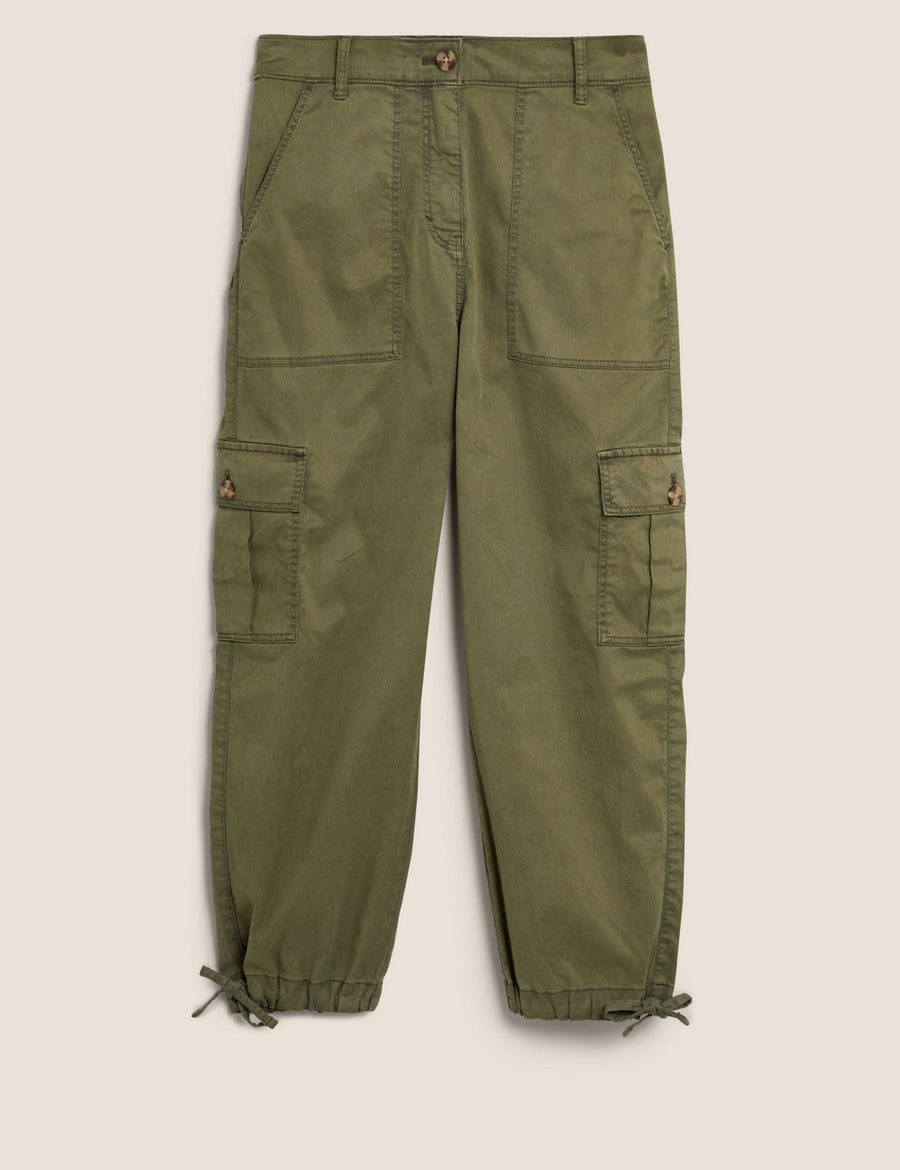 Tencel Cargo Tapered Cropped Trousers