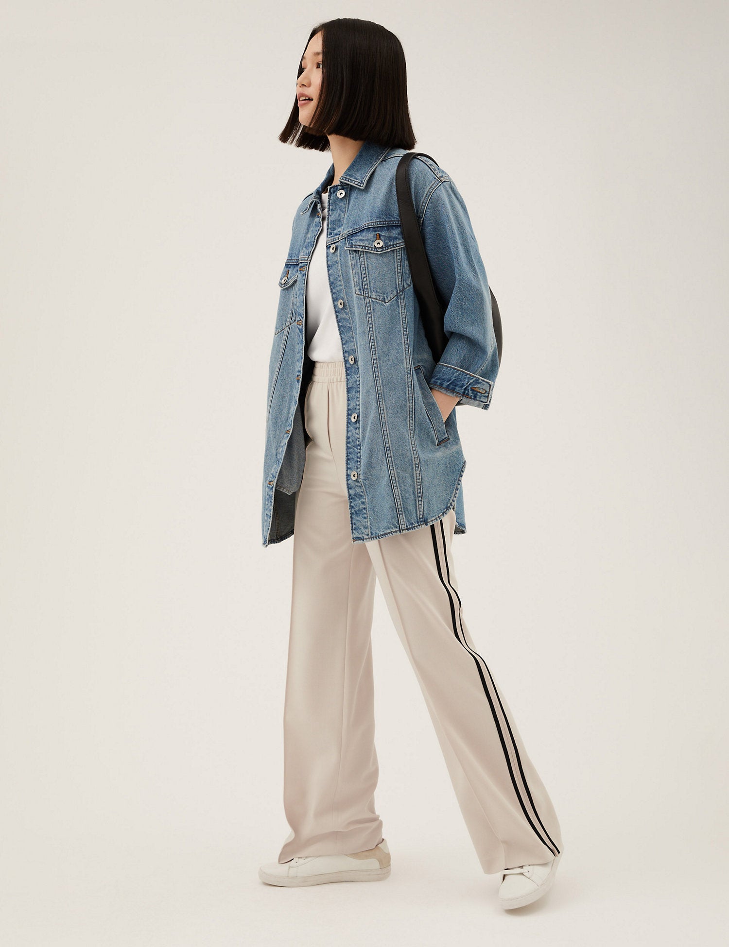 Side Stripe Wide Leg Trousers