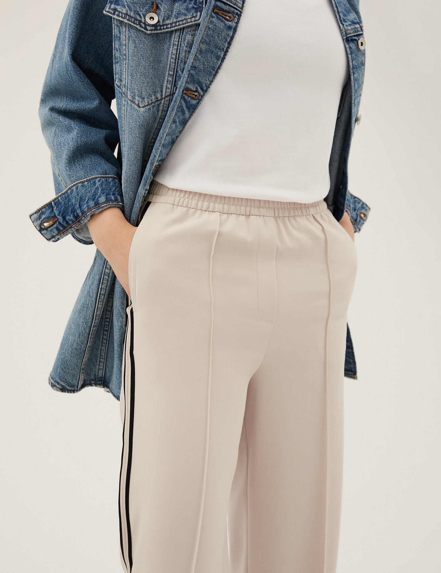 Side Stripe Wide Leg Trousers