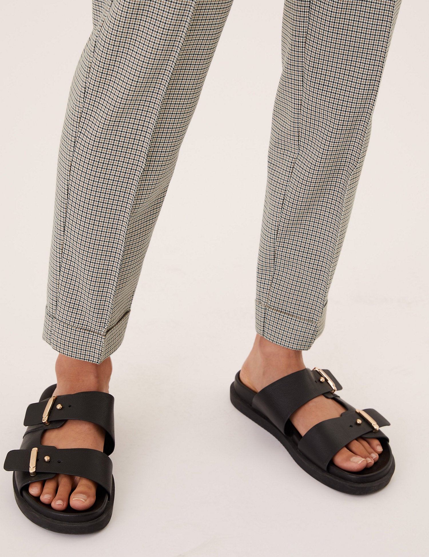 Woven Checked Tapered Ankle Grazer Trousers