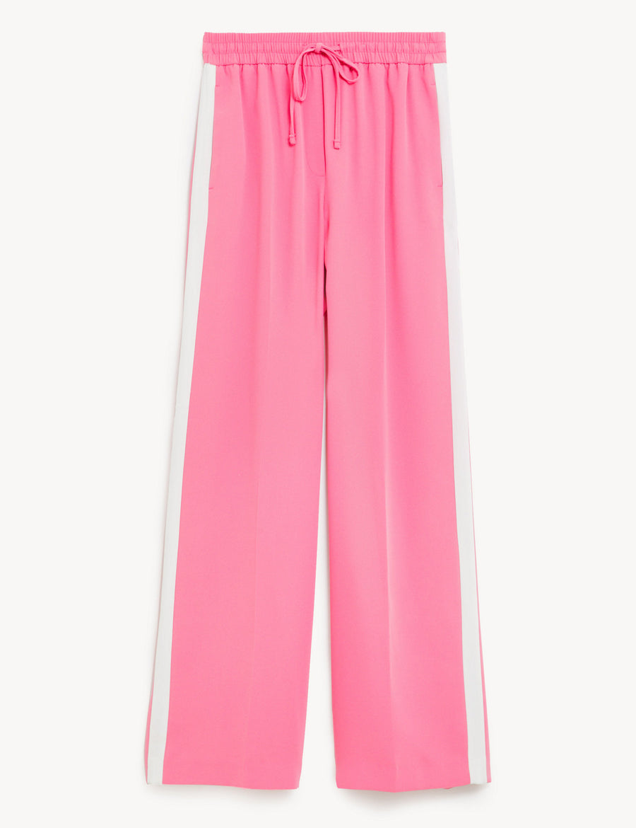 Side Stripe Drawstring Wide Leg Trousers
