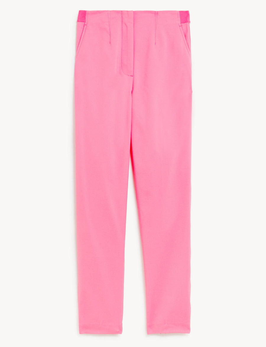 Cotton Blend Slim Fit Ankle Grazer Trousers