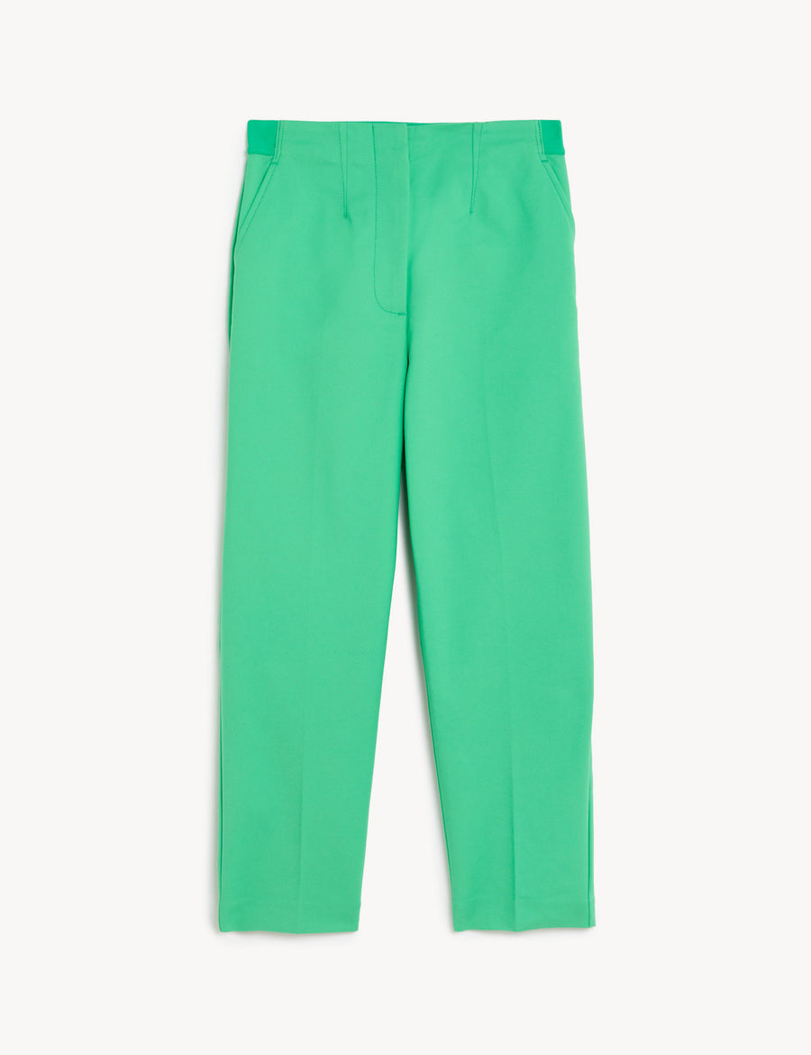 Cotton Blend Slim Fit Cropped Trousers