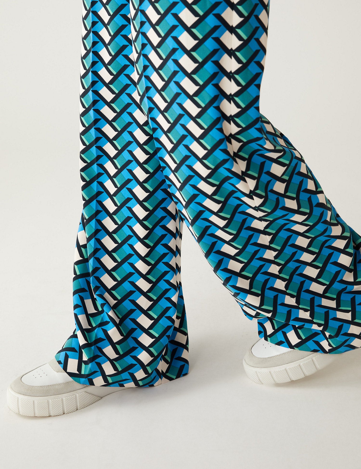 Printed Drawstring Wide Leg Trousers