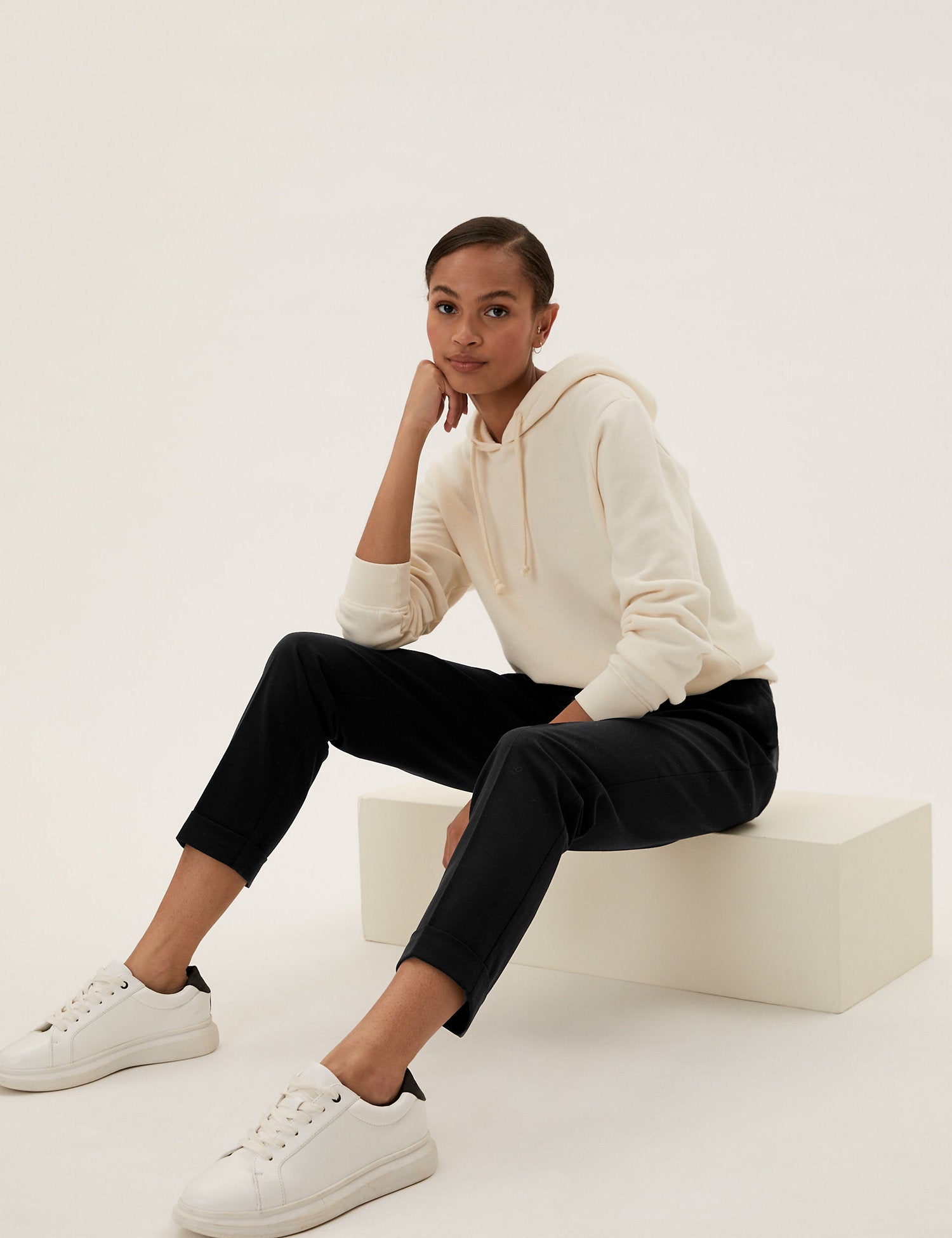 Drawstring Tapered Ankle Grazer Trousers