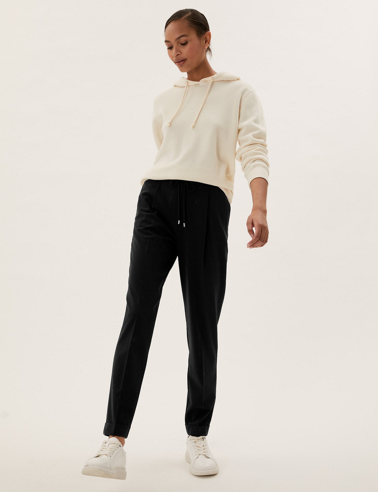 Drawstring Tapered Ankle Grazer Trousers