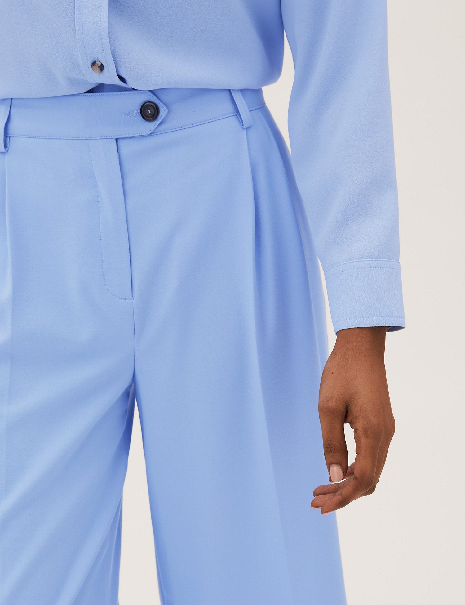 Pleat Front Wide Leg Trousers