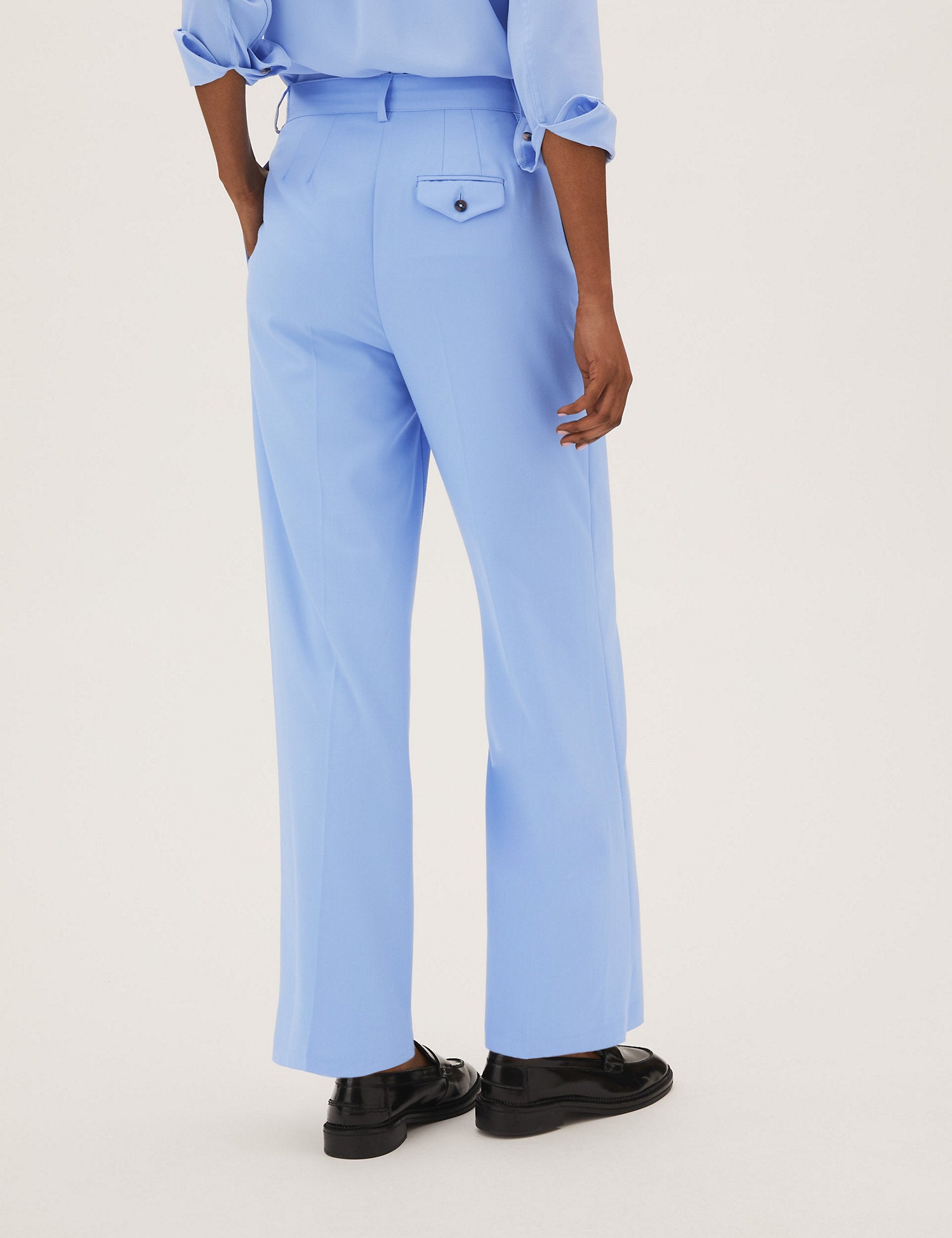 Pleat Front Wide Leg Trousers
