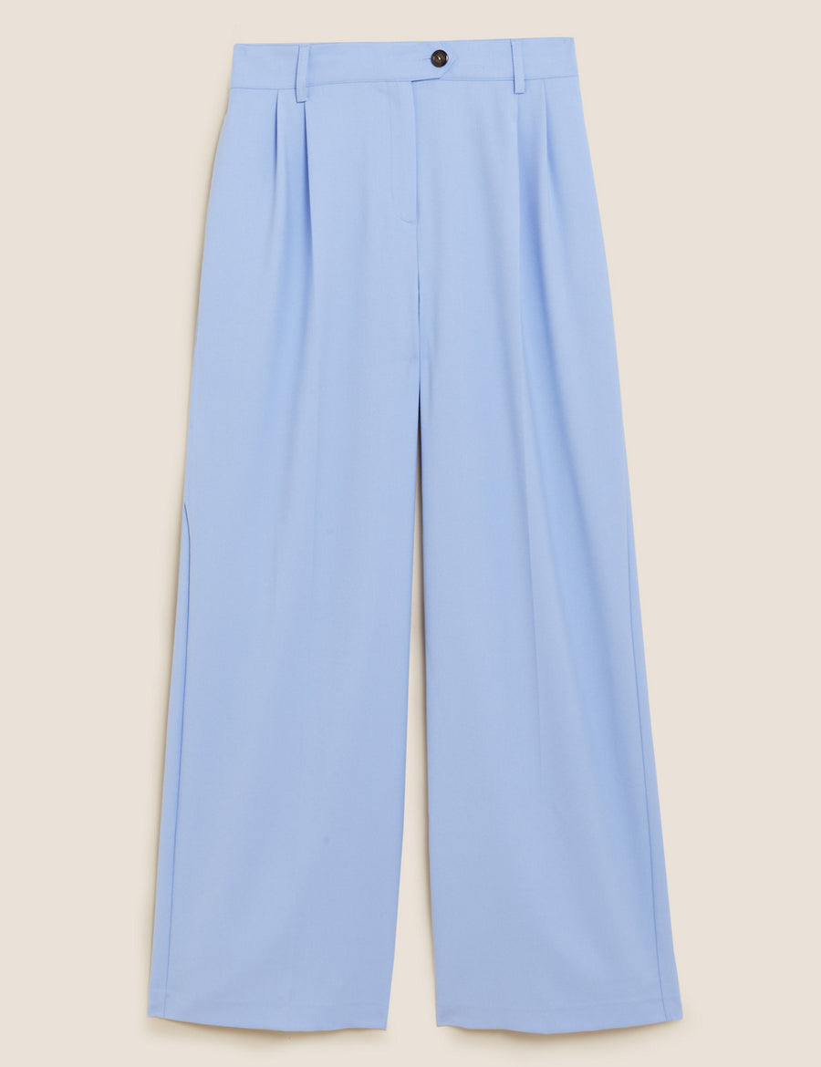 Pleat Front Wide Leg Trousers