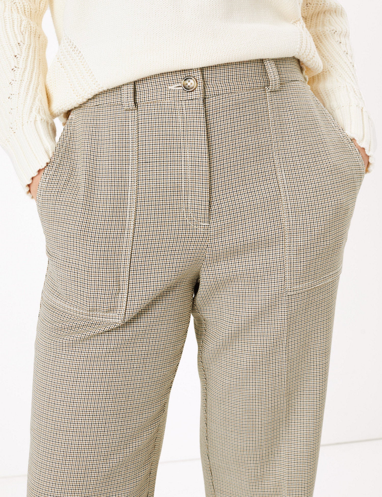 Evie Straight Leg Checked 7/8th Trousers