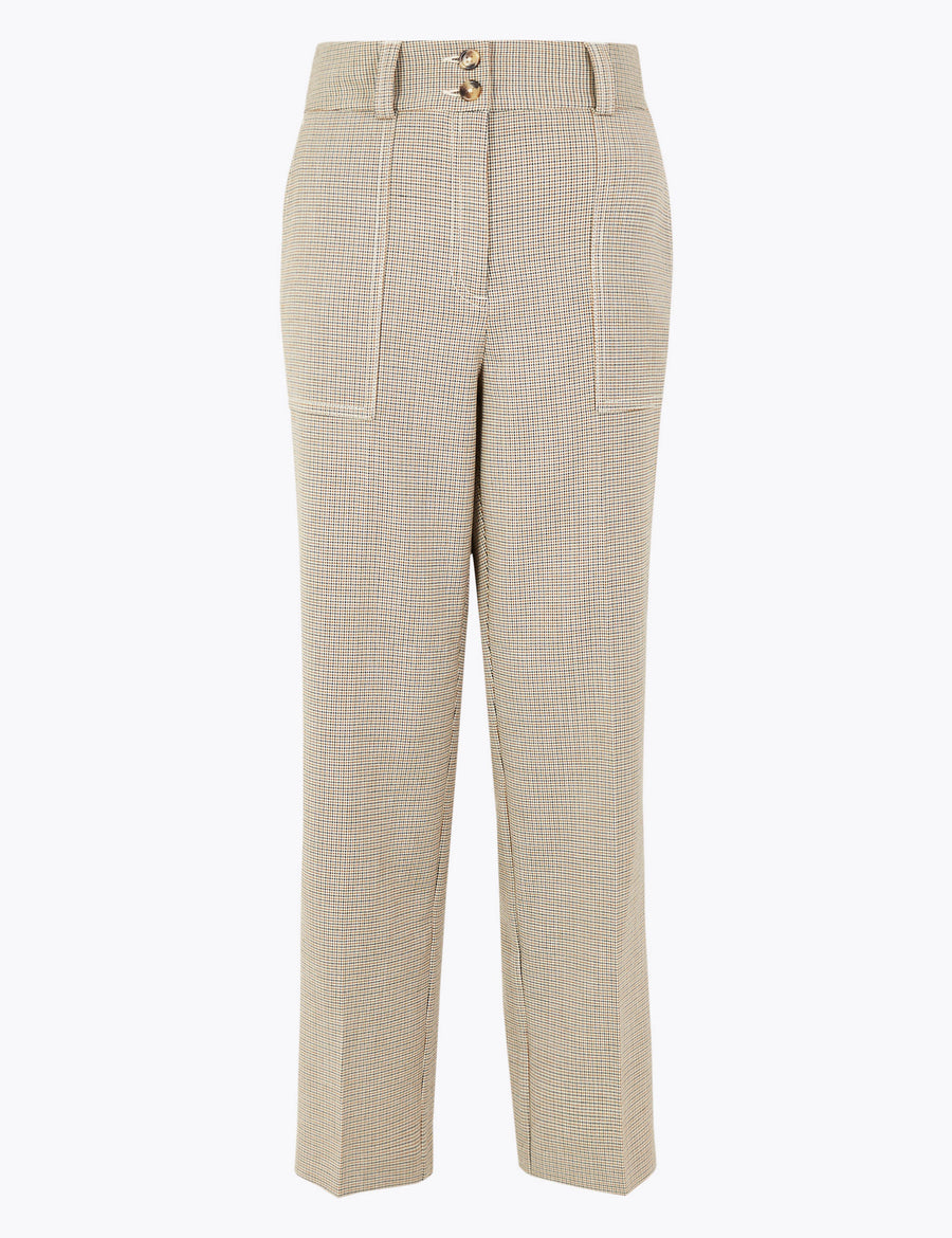 Evie Straight Leg Checked 7/8th Trousers