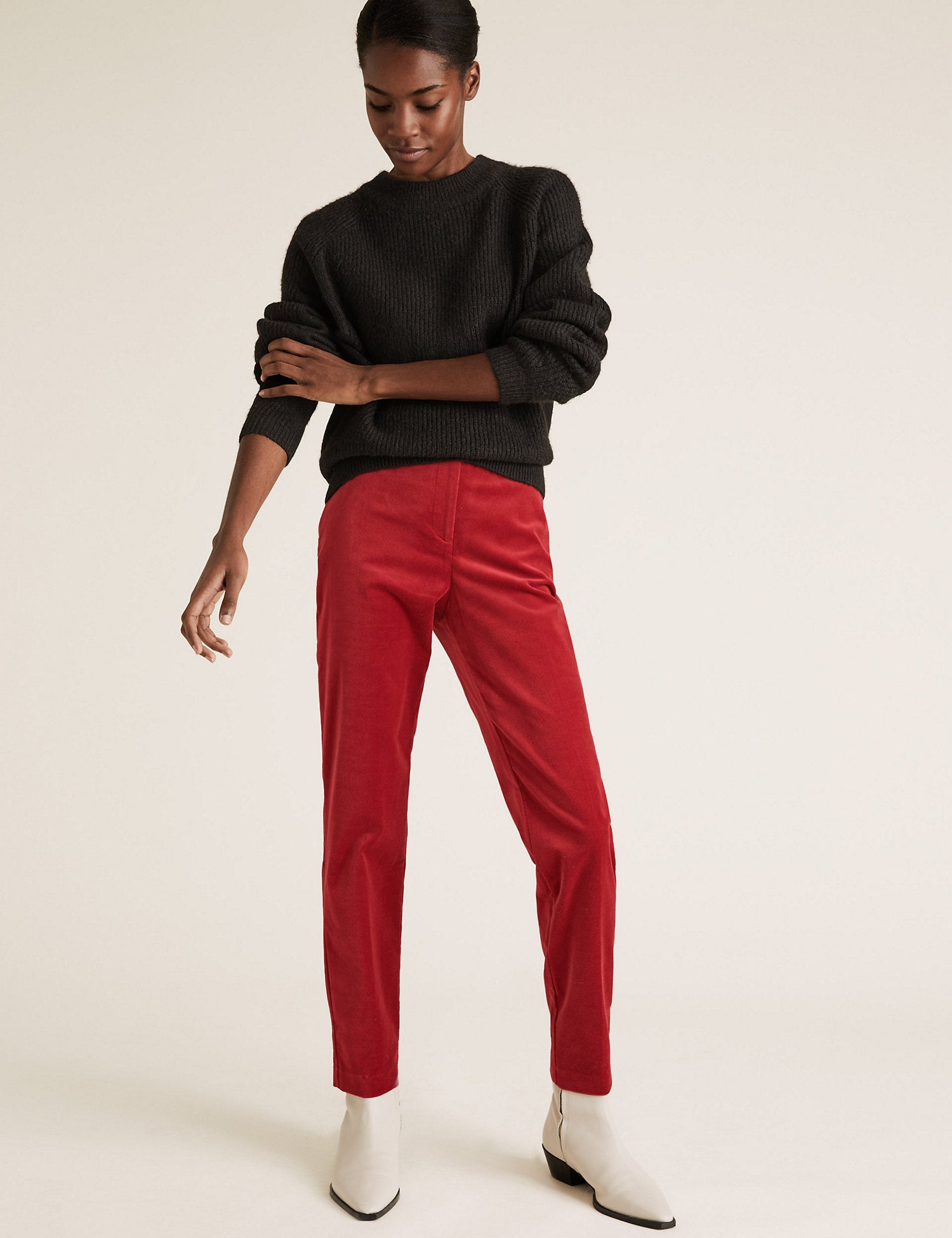 Mia Slim Velvet Ankle Grazer Trousers