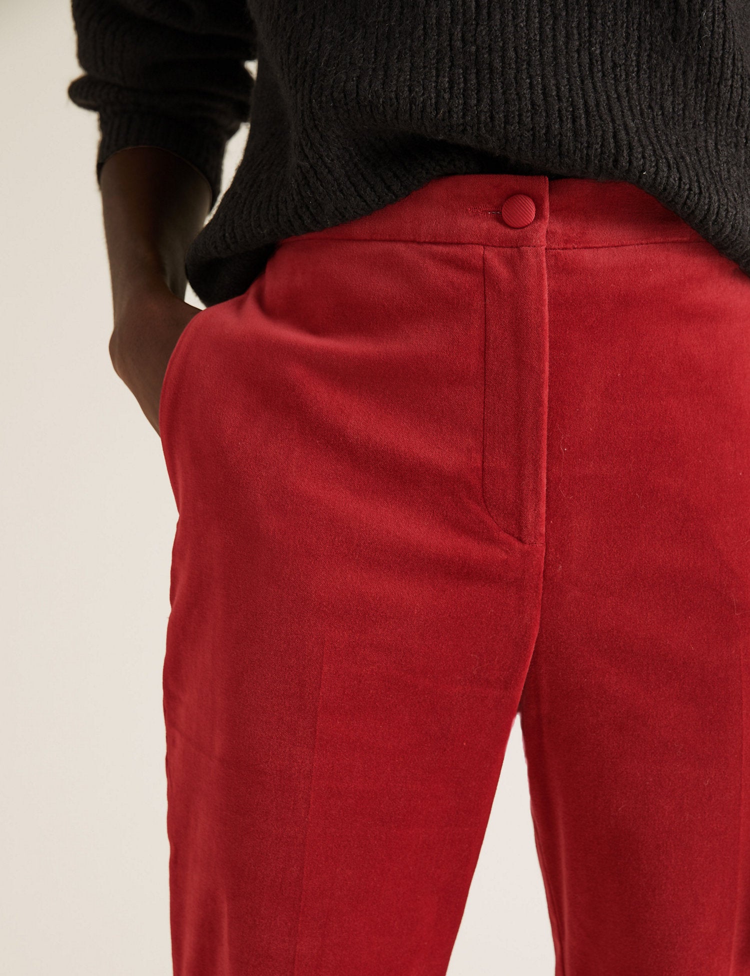 Mia Slim Velvet Ankle Grazer Trousers