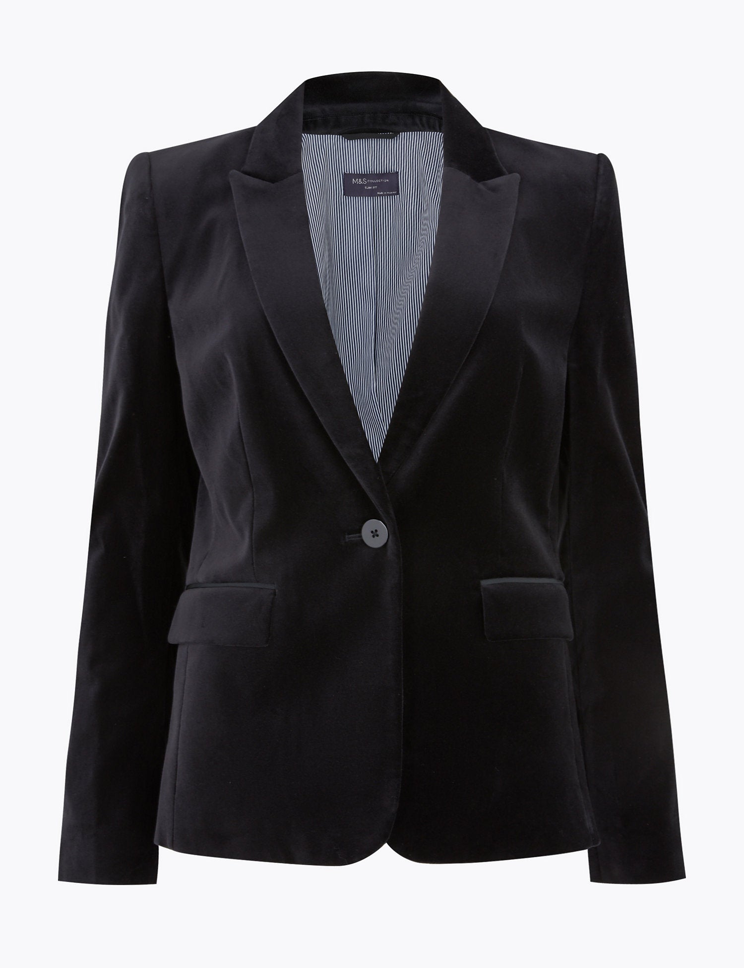 Velvet Slim Single Breasted Blazer