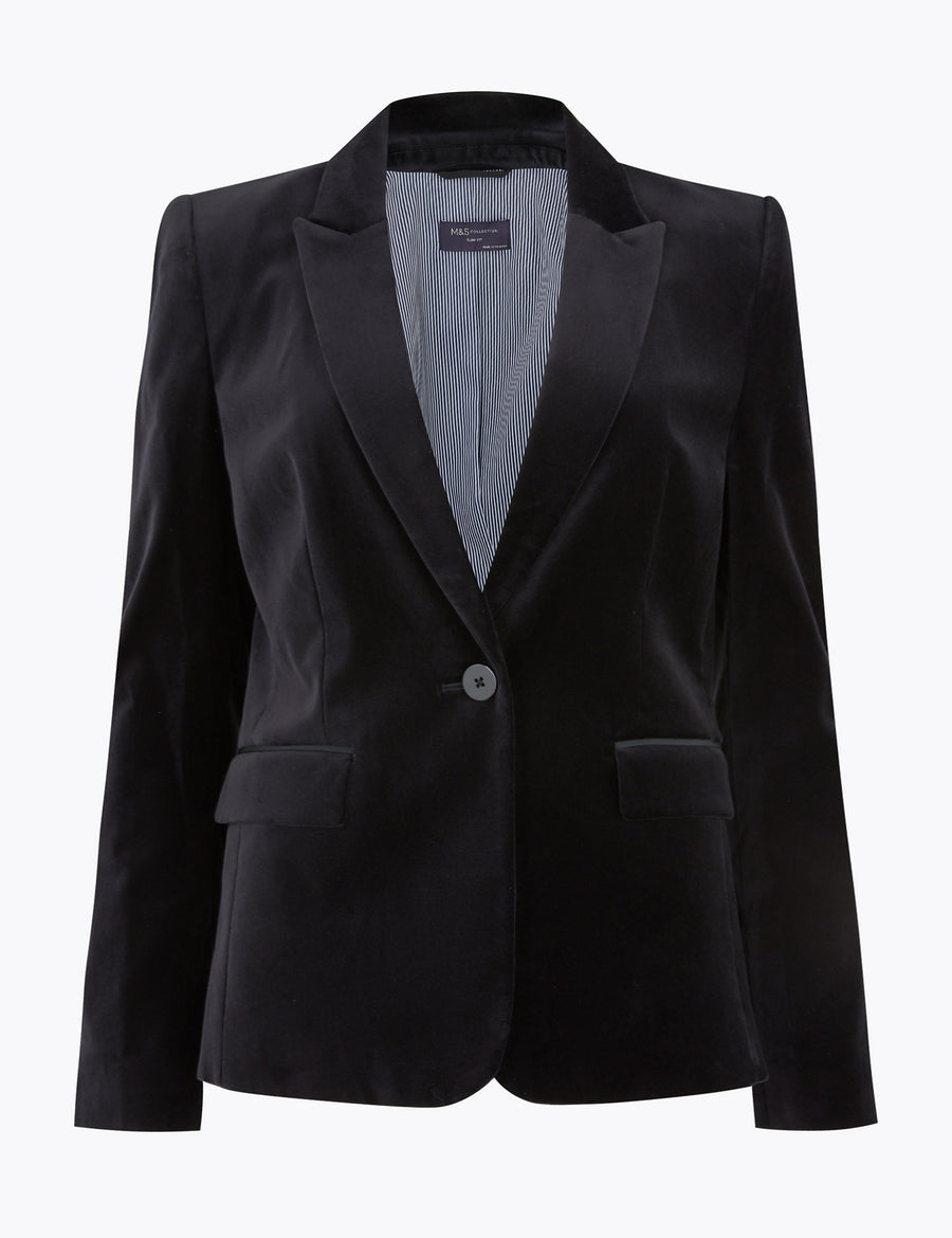 Velvet Slim Single Breasted Blazer