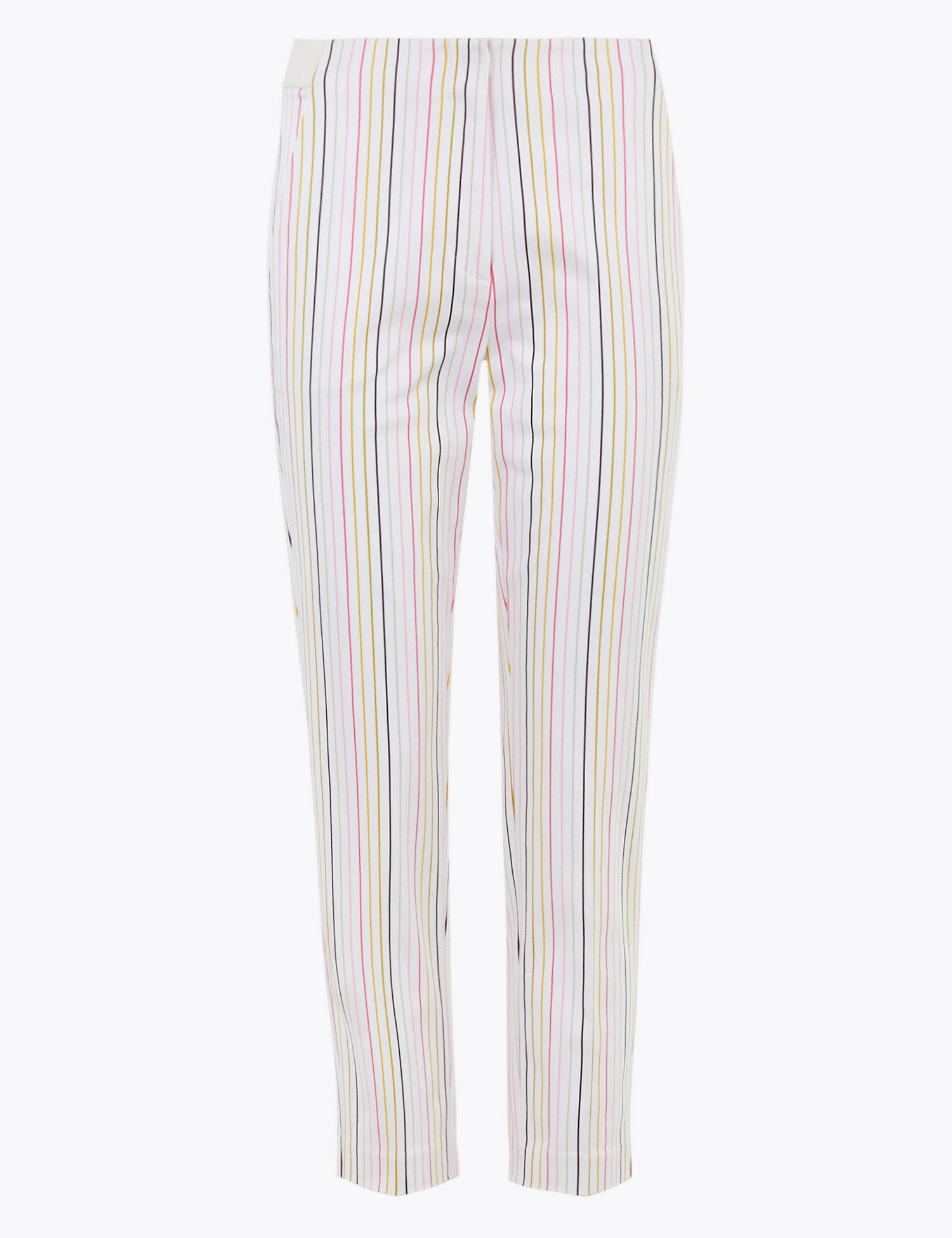 Mia Slim Cotton Striped Cropped Trousers
