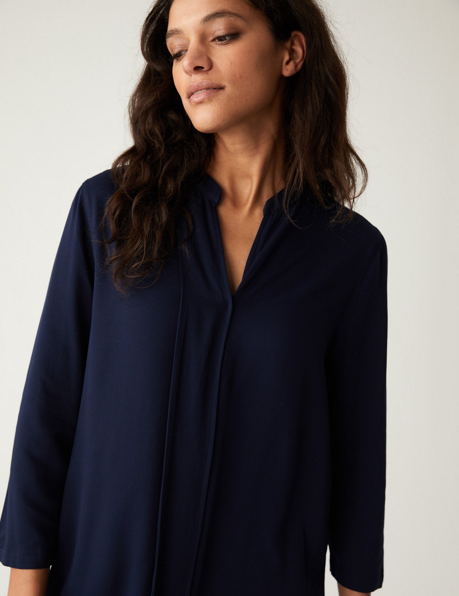 V-Neck Knee Length Shift Dress