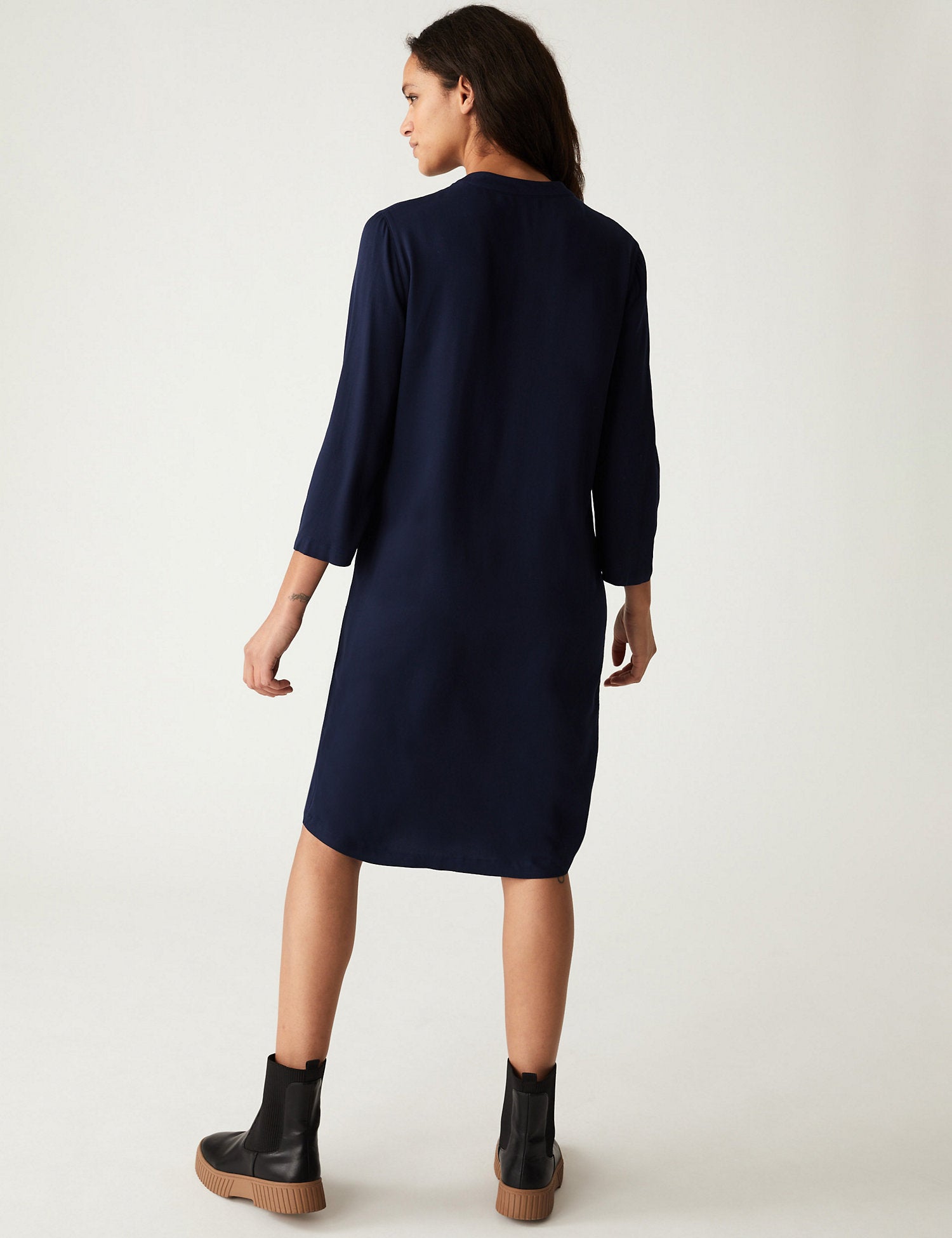 V-Neck Knee Length Shift Dress