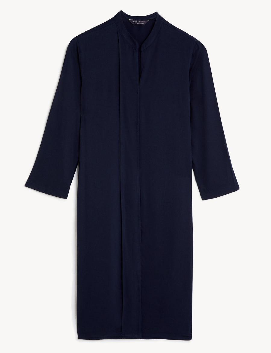 V-Neck Knee Length Shift Dress