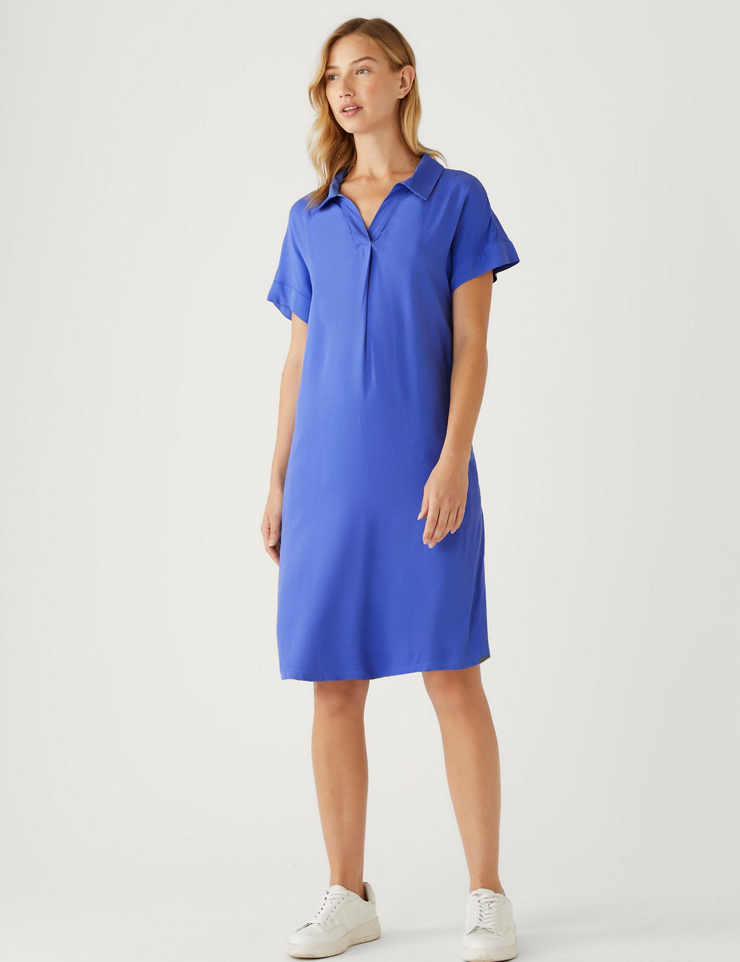 V-Neck Knee Length Shift Dress