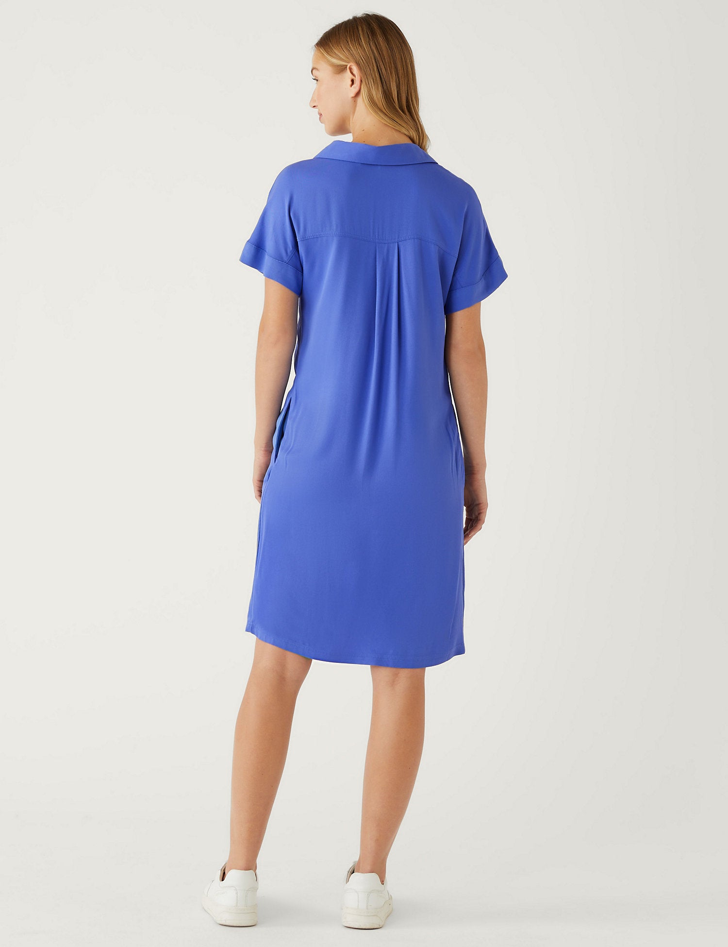V-Neck Knee Length Shift Dress