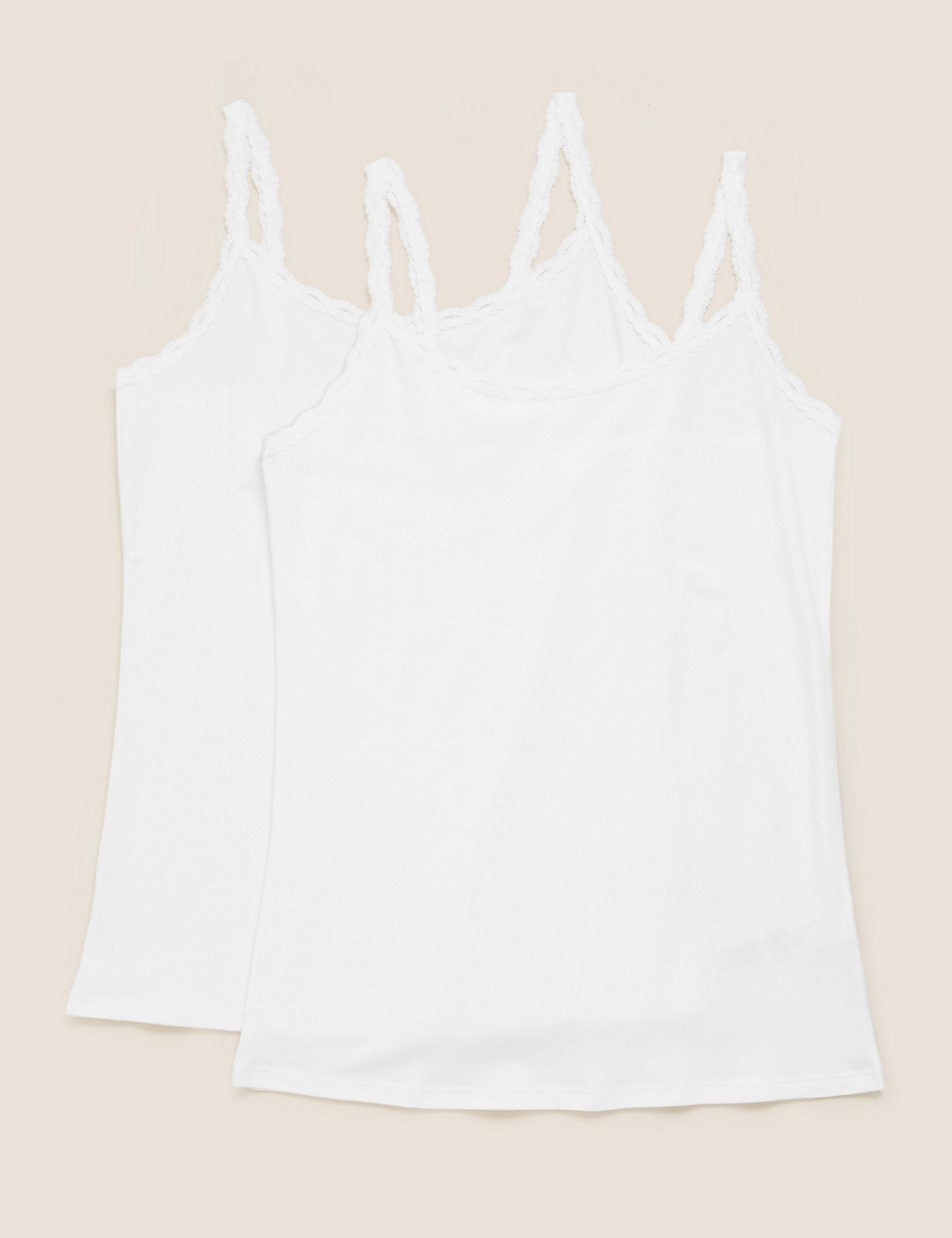 2pk Cotton Lace Trim Vest