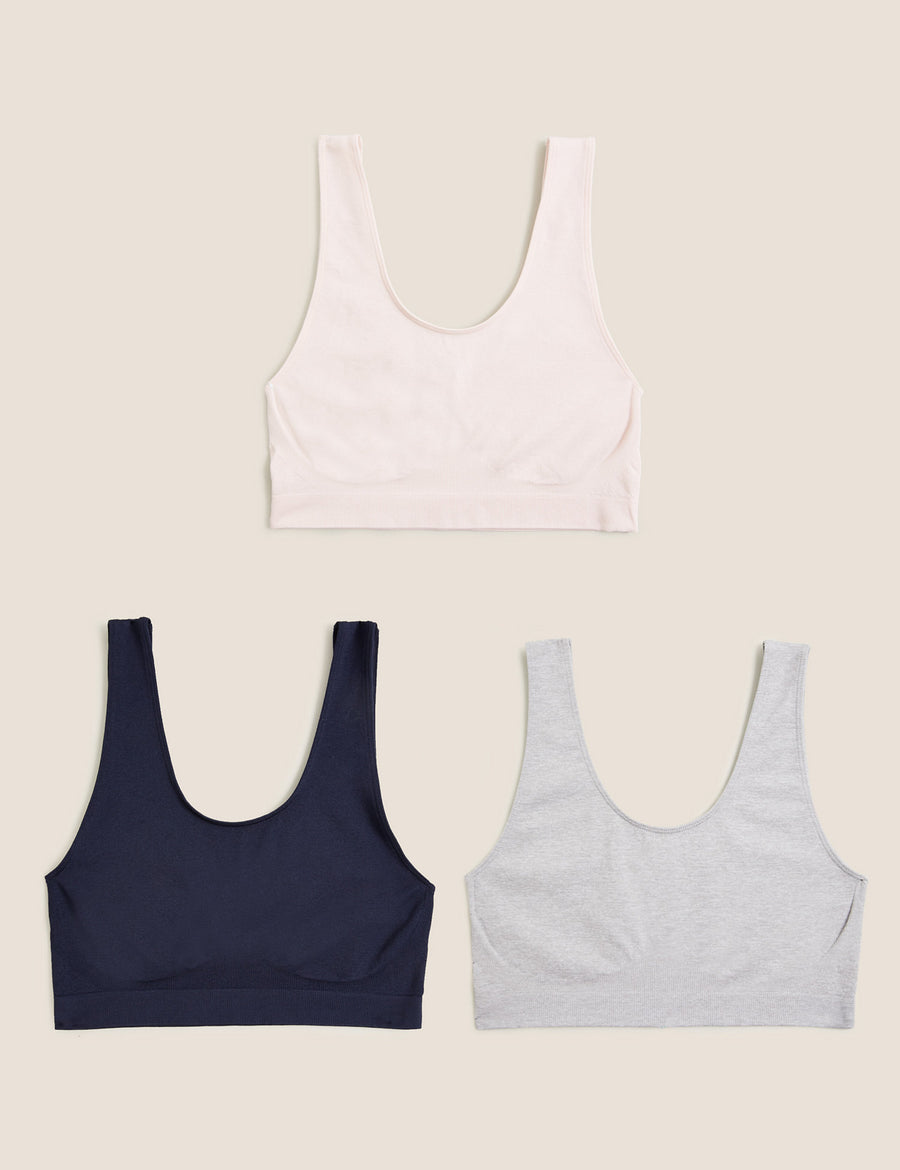 3pk Seamless Non Wired Crop Tops