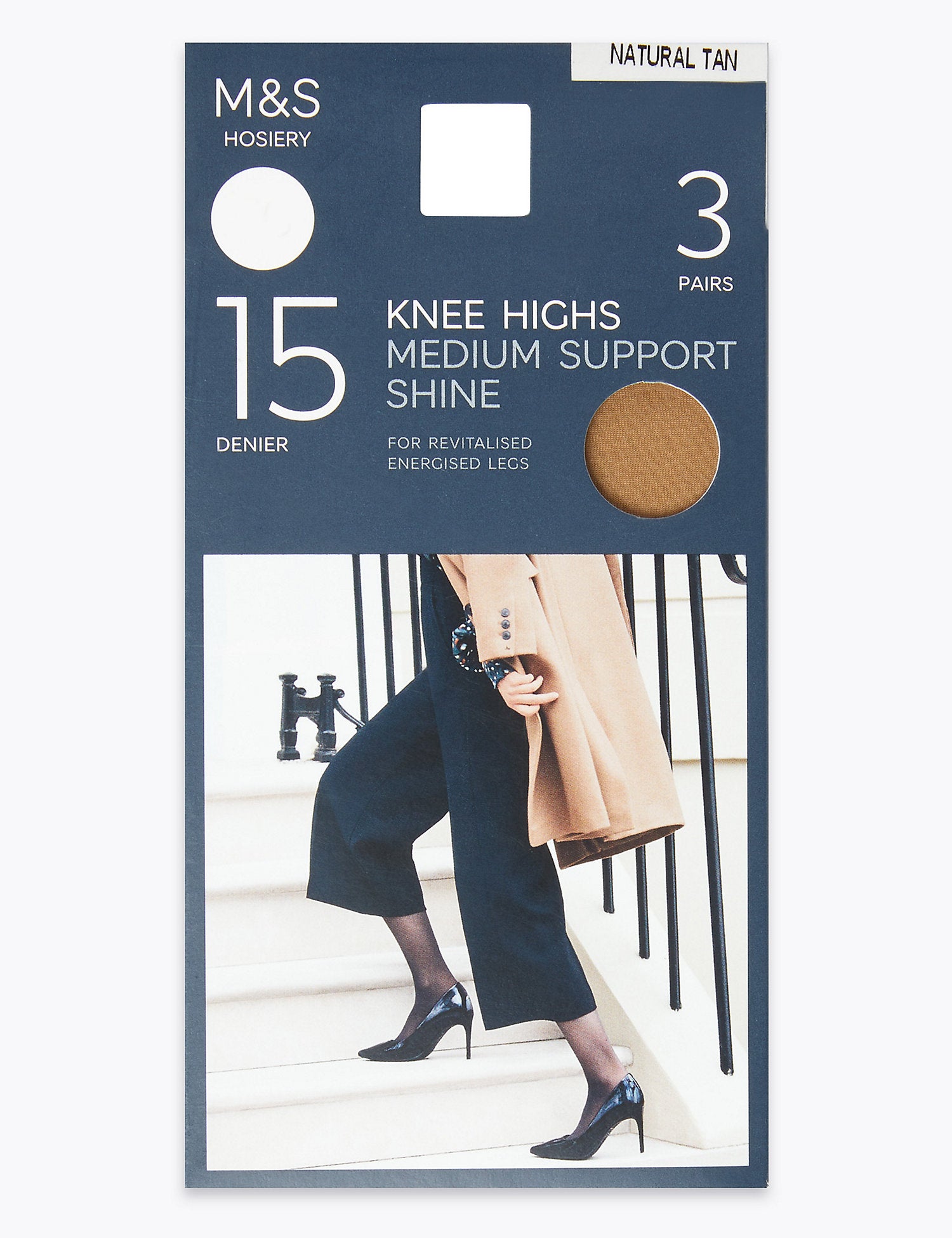 3 Pair Pack Medium Support Knee High Tights