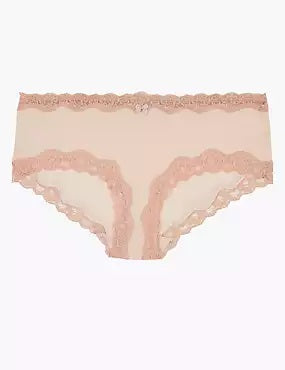 Cotton Lace Trim Low Rise Shorts