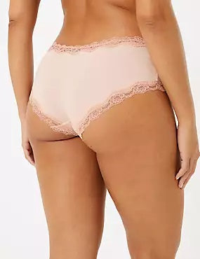 Cotton Lace Trim Low Rise Shorts