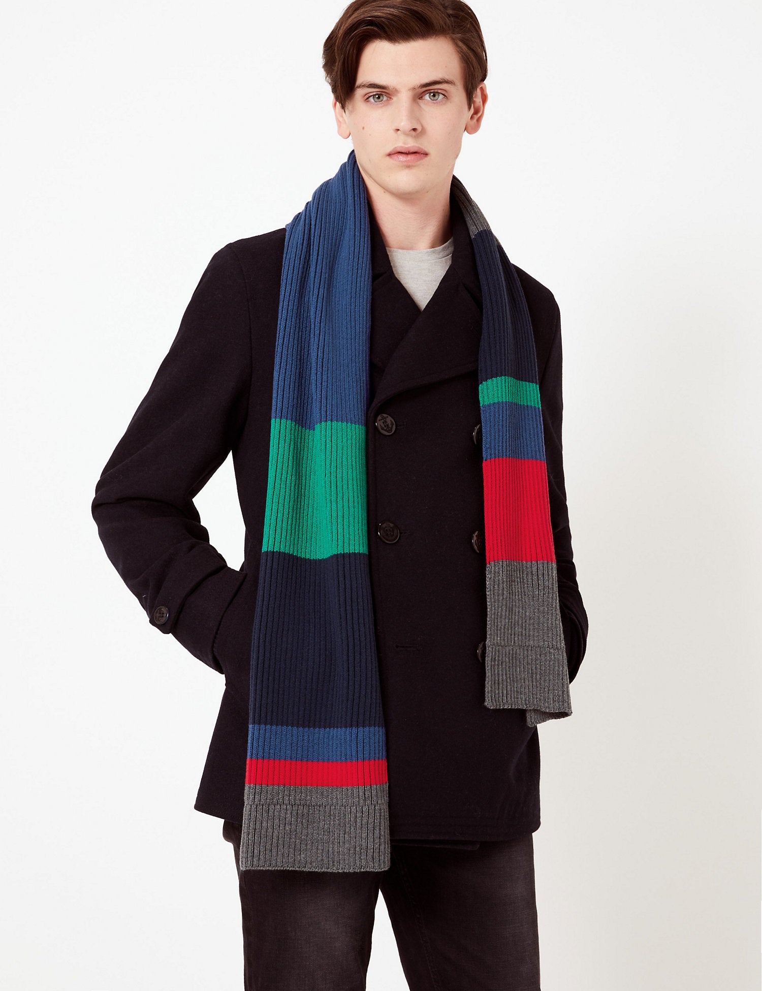 Colour Block Ribbed Scarf