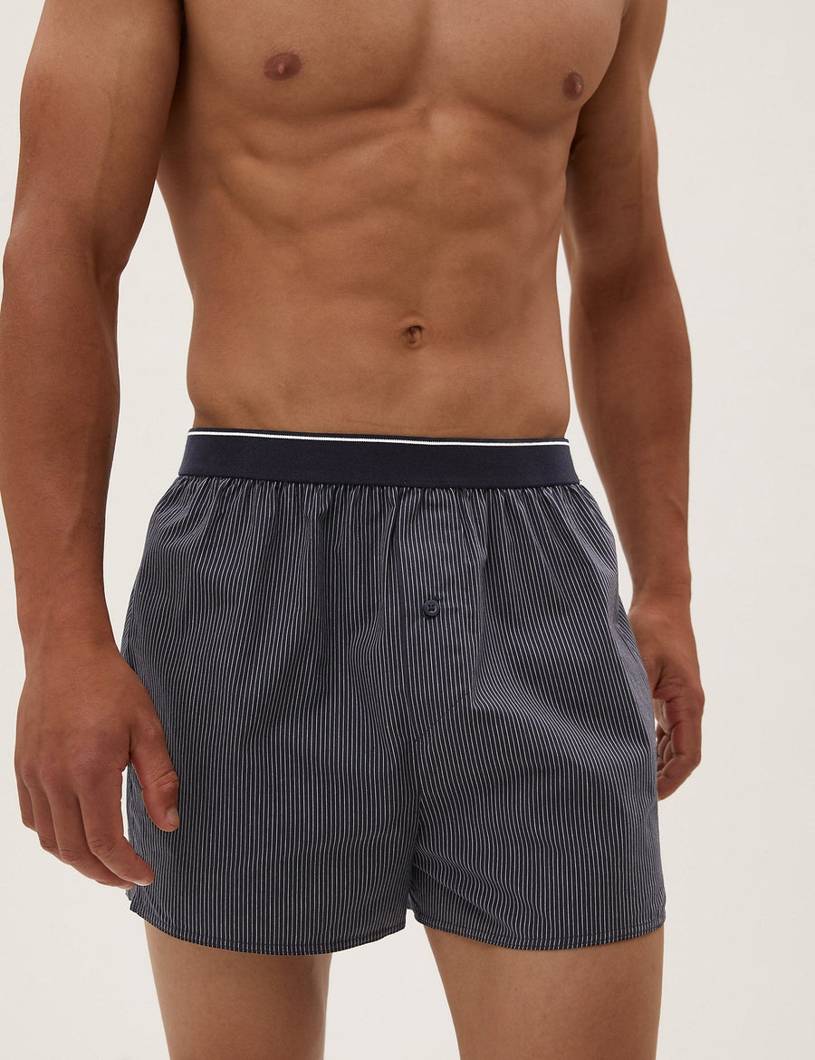 3pk Pure Cotton StayNew Woven Boxers