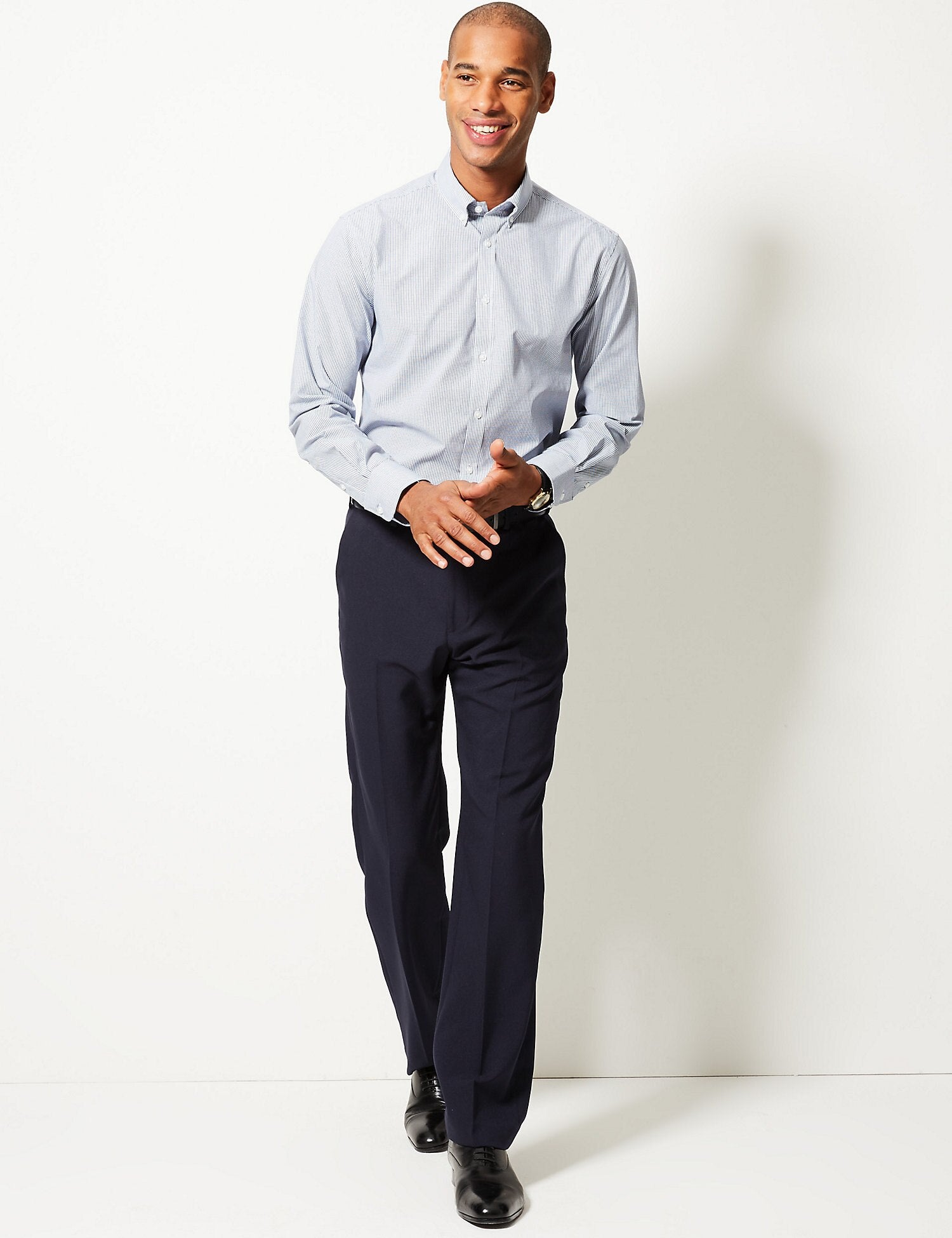Regular Fit Flat Front Trousers