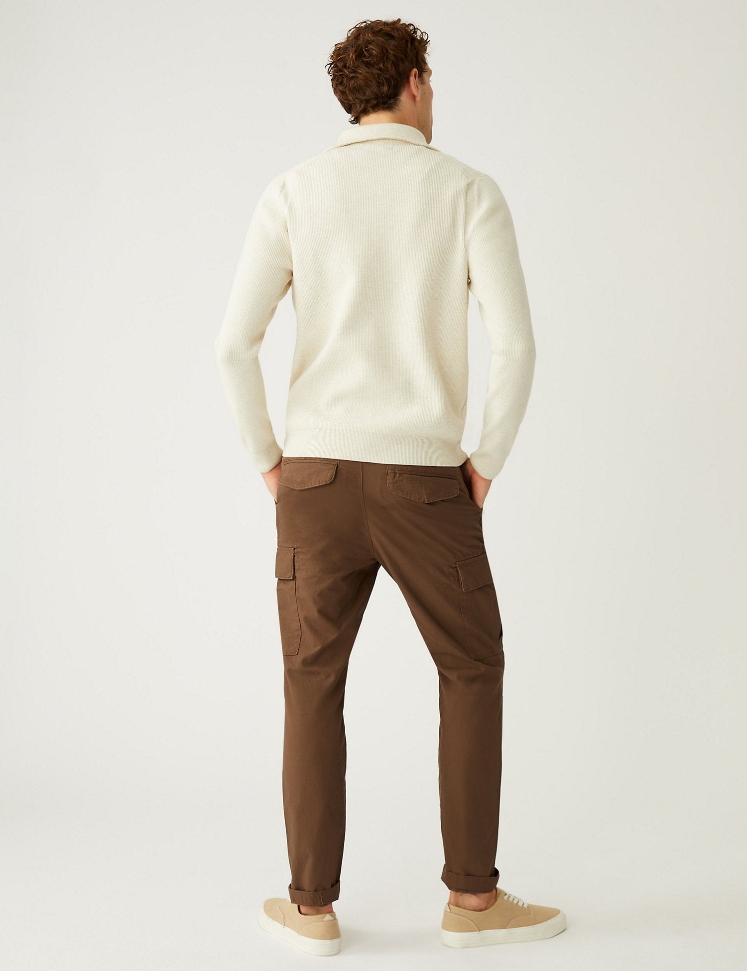 Slim Fit Pure Cotton Ripstop Cargo Trousers